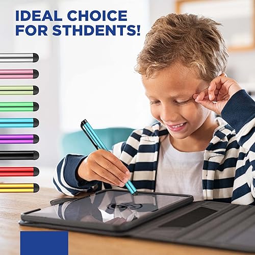 Miniatura 6 de Konohan Paquete de 200 lápices ópticos para pantallas táctiles, pantalla capacitiva, alta sensibilidad, metal, tableta, bolígrafo universal de punta