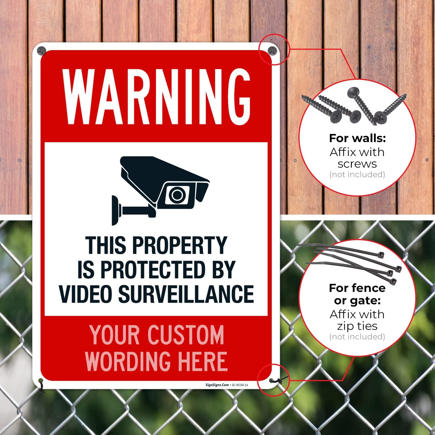 Custom Video Surveillance Sign, Personalize for Business, Home, Airbnb, School,Indoor/Outdoor Signs, 10x14 Inches, Rust Free .040 Aluminum, Fade Resistant, Made in USA