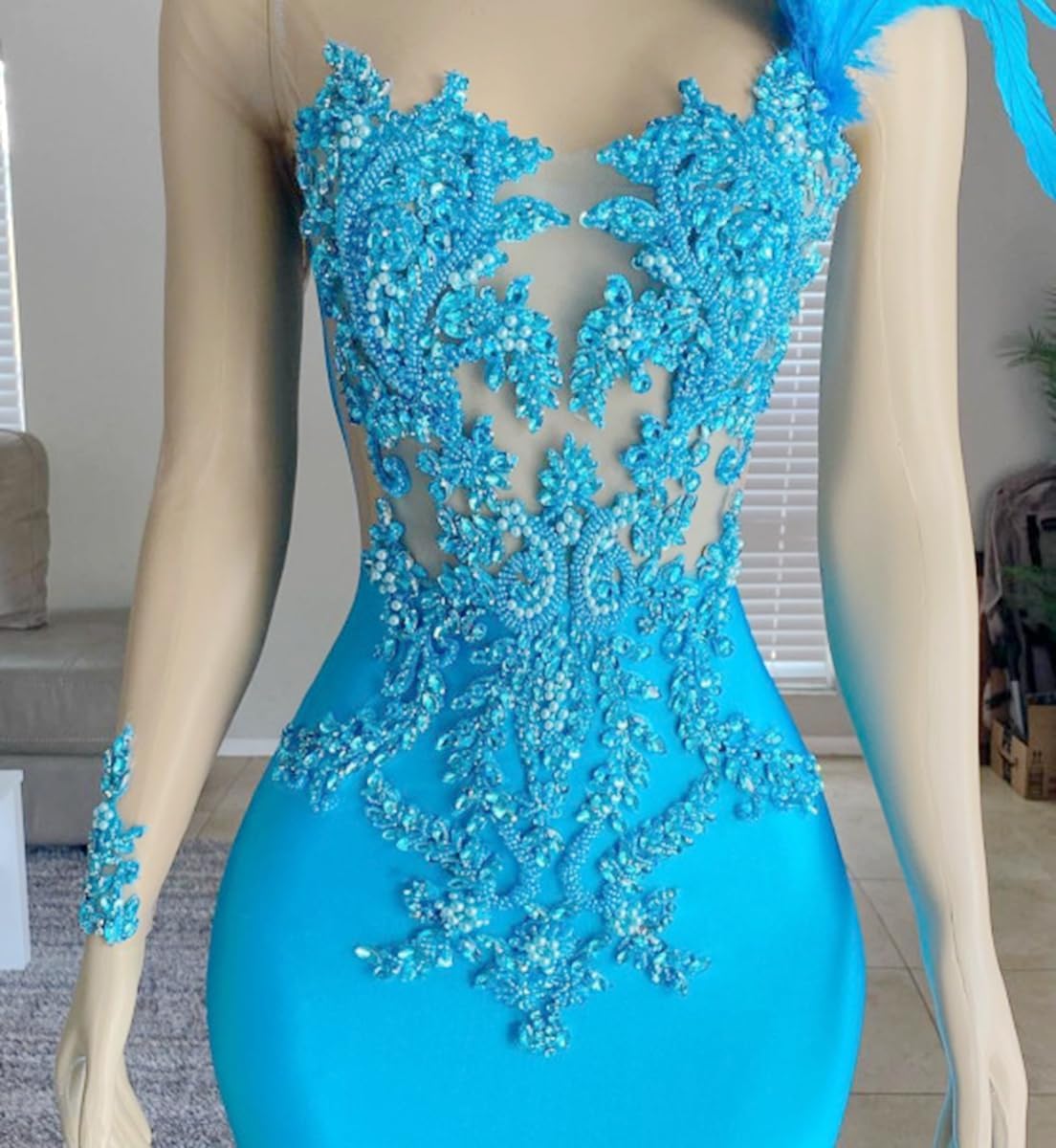 Handmade Rhinestones lace Appliques sew on Beads Trim Patches for Dress Clothing Accessories (deepgreen)