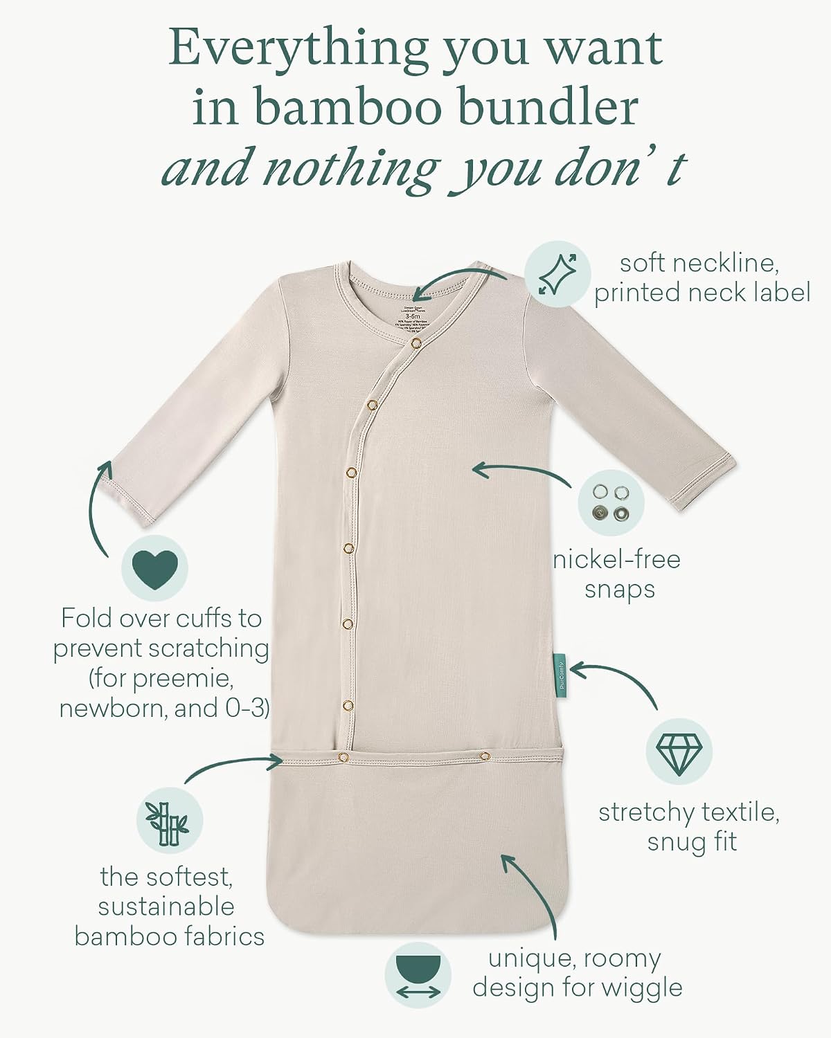 PurComfy Supersoft Bamboo Viscose Baby Sleeper Gowns image 2