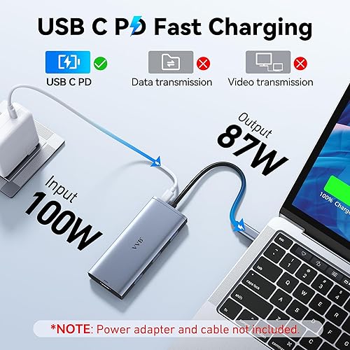 Miniatura 19 de Adaptador USB C a HDMI dual, estación de acoplamiento USB C para portátil Dell/HP/Lenovo, iPhone 15, adaptador de múltiples monitores USB C con 2 7