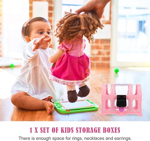 Miniatura 3 de TOYANDONA Cofre del tesoro con candado Juguetes Juguetes para niñas Cubo de juguete Caja de joyería rosa caja de joyería caja de baratijas Caja de