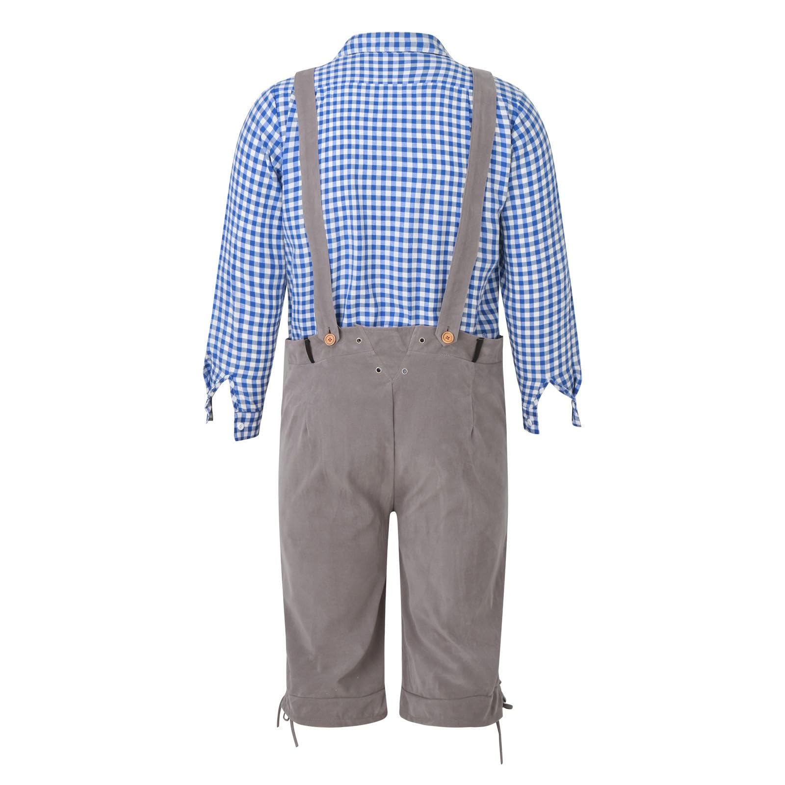 Oktoberfest Trachten Set Für Herren, Oktoberfest Outfit Herren, Lederhosen + Trachtenhemd Herren Deutsch Bayern Oktoberfest Kostüm Set Trachtenlederhose Mit Trägern Für Cosplay Party Karneval