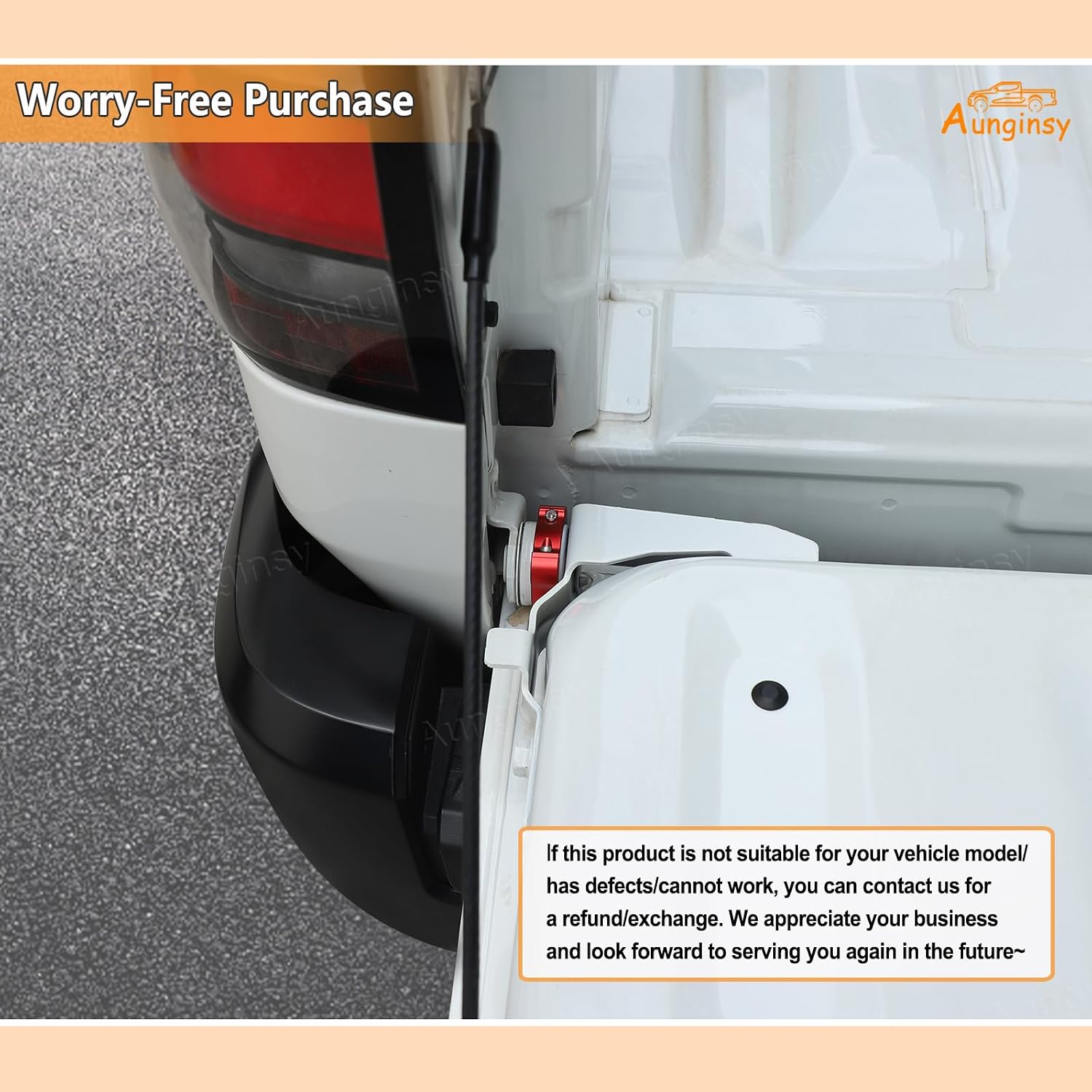 Aunginsy Car Tailgate Anti-Theft Lock Compatible with Nissan Frontier 2022-2026, Aluminum Rear Trunk Left Side Tailgate Security Device Truck Bed Tail Gate Lock Protector Exterior Accessories, Red