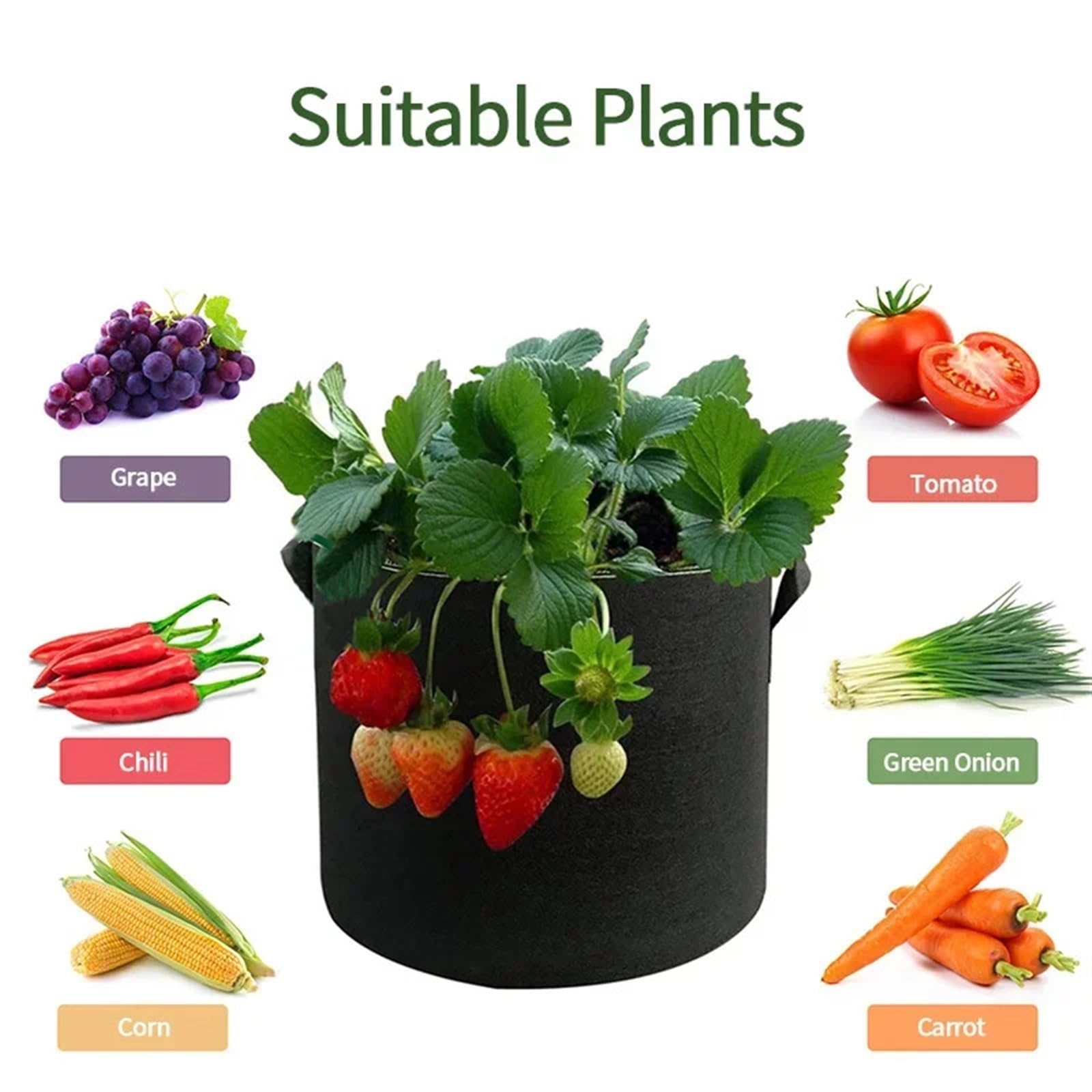 Bolsas De Cultivo 5 Bolsas de Cultivo de 3/4/5/7 galones, de Fieltro de Tela, for macetas de Flores, for jardín, Verduras, Tomates, Patatas para Plantas, Verduras(20Gallons 55x30cm)