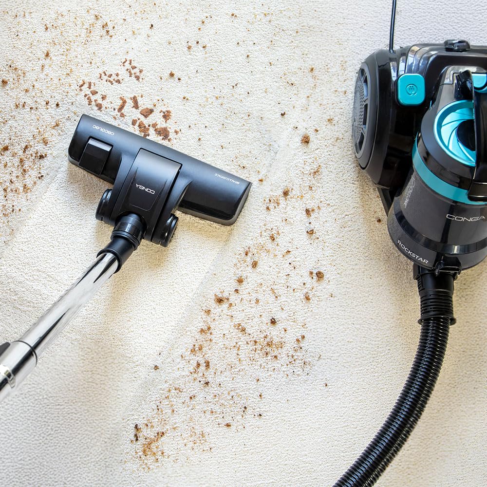 Cecotec Aspirapolvere a Traino senza Sacco Conga Rocksta Cyclonic Plus. 800W, Serbatoio Grande Capacità 2L, Filtro HEPA, Include Tubo Telescopico Metallo Regolabile e Accessori per Mobili e Angoli