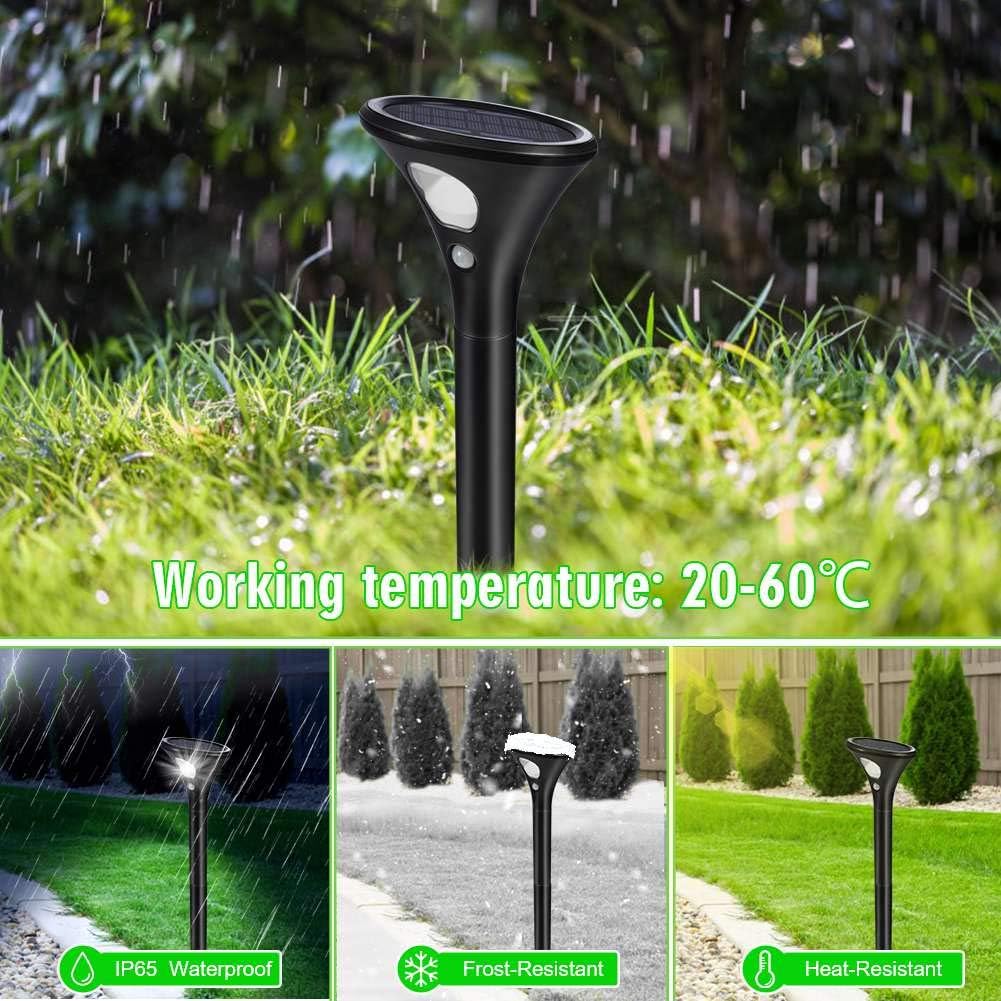Garvee Solarlampen für Außen – Gartenleuchten mit Bewegungsmelder – 2 Beleuchtungsmodi – IP65 wasserdicht, automatische Ein/Aus Funktion – für Garten, Patio, Rasen, Weg, Sicherheitsbeleuchtung – als
