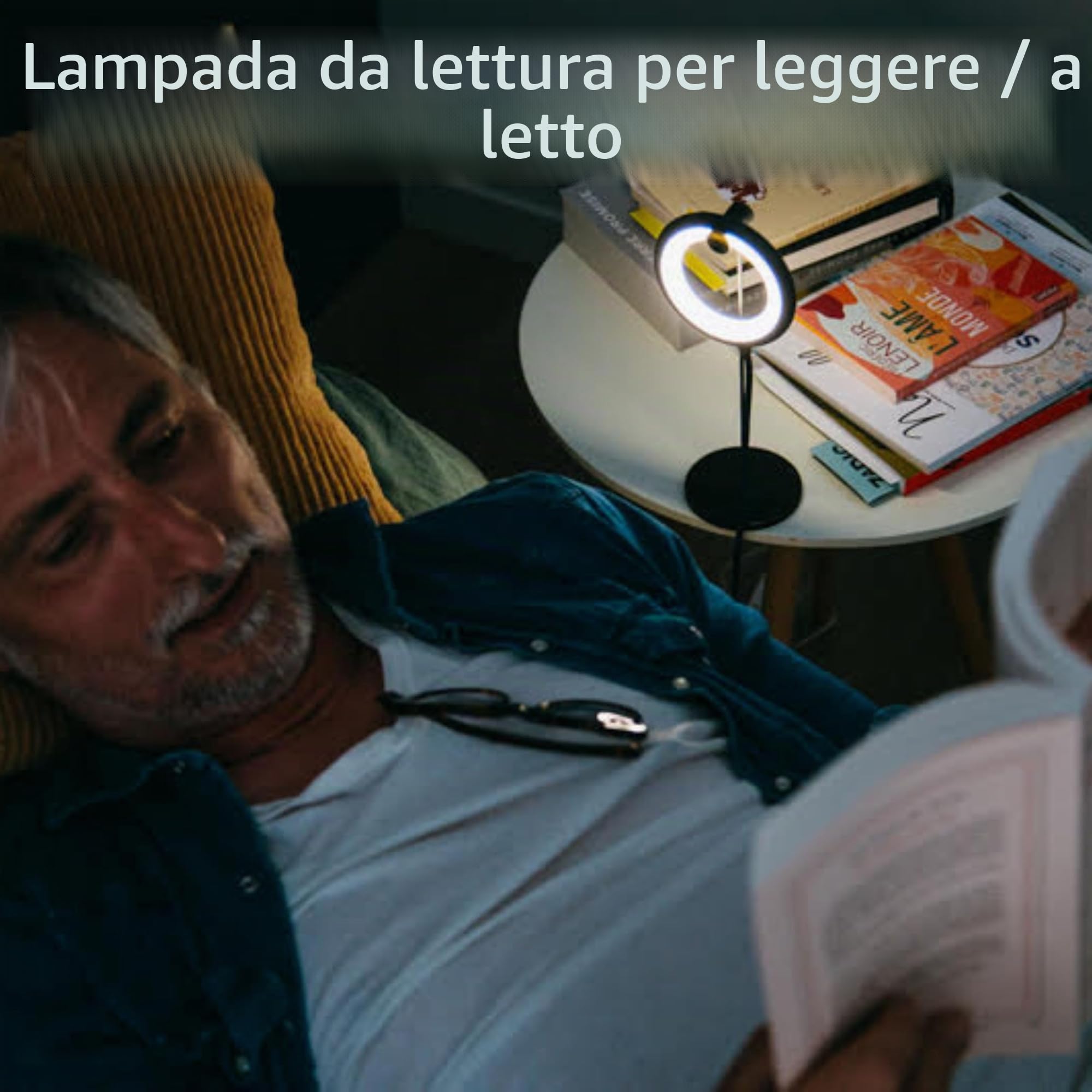 BILY Lampada da lettura a LED, lampada da tavolo, lampada da comodino, con trespolo e clip, confezione da 3 luci in 1, porta USB, 3 livelli di luce - Nero