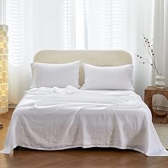 Simple Opulence 100 Linen Hollow Hemstitch Sheet Set -4 Pieces European Flax Pure Washed Bed Sheets 1 Flat