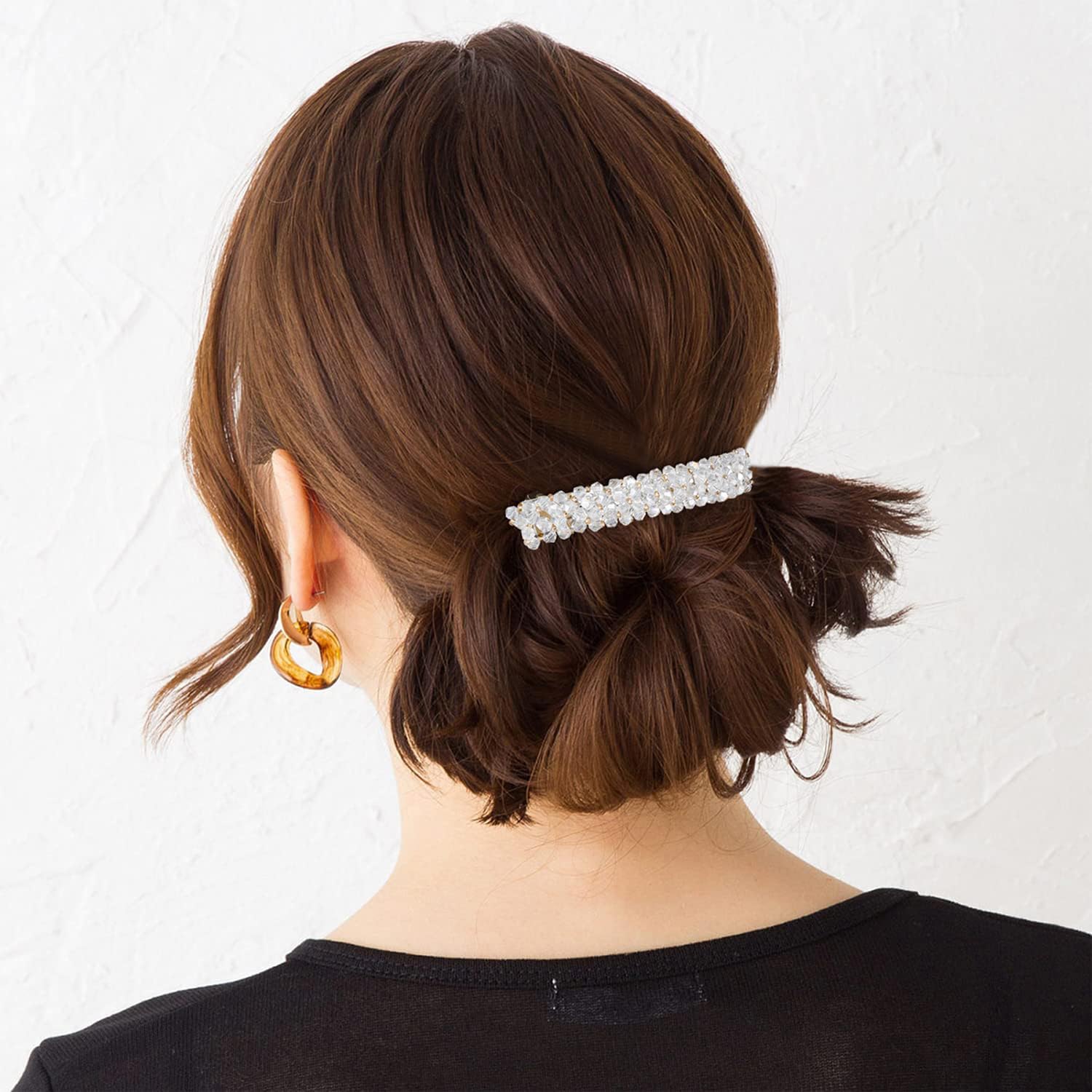JEVR - Juego de 3 pinzas para el pelo de cristal para mujeres y niñas, estilo francés, accesorios para el pelo