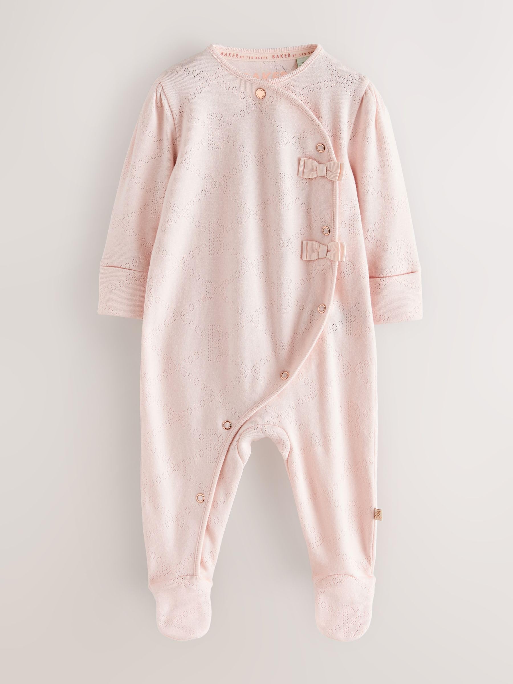 Baby Mädchen Wickelschlafanzug mit Lochstickerei und Mütze im Set