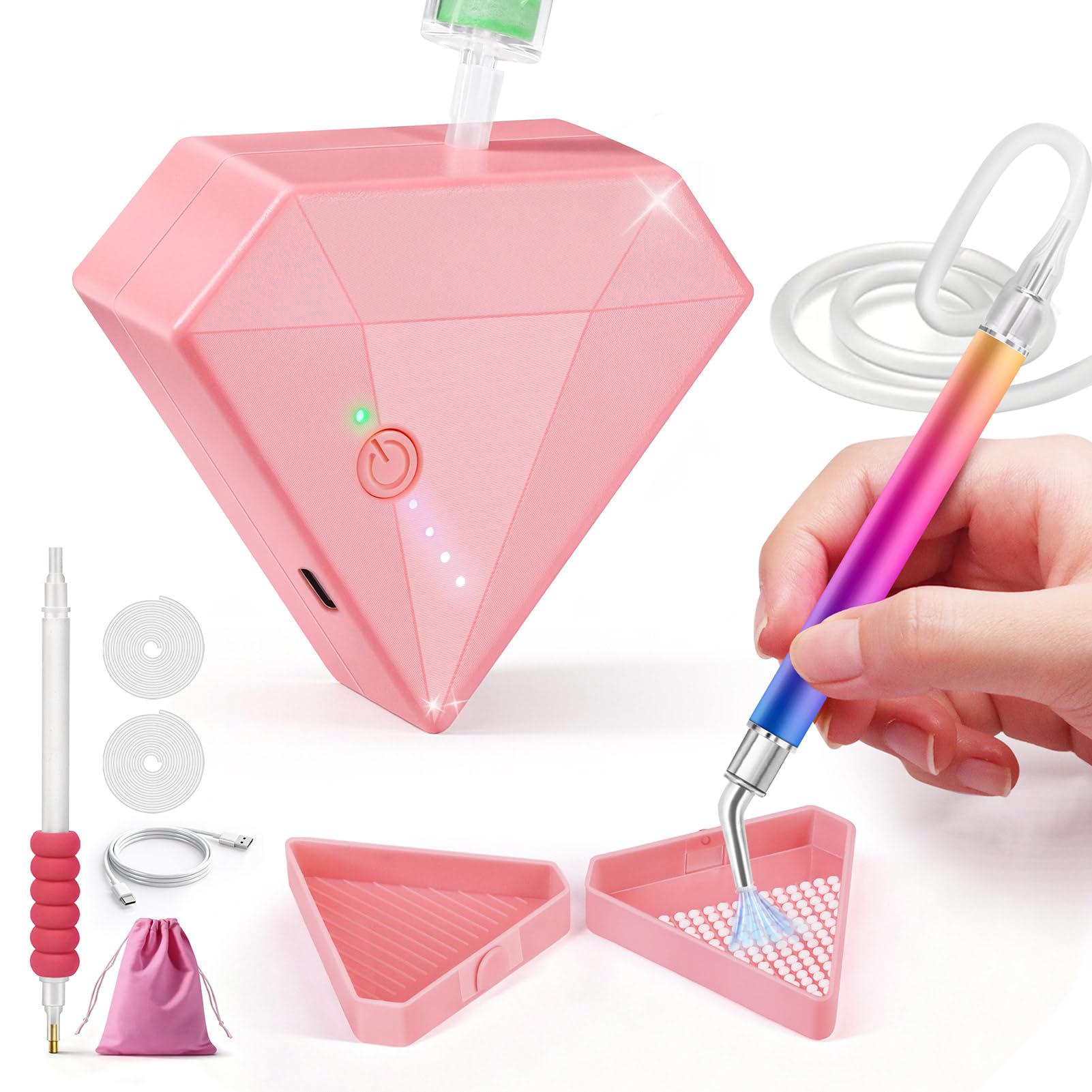 AUTOPkio Electric Diamond Art Pens, Vacuum Diamond Painting Pens-3 Adjustable Suction Level, Cordless Art Accessories Pen, Diamond Painting Tools Long-Lasting