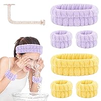 Vista 13 de Juego de lavado facial – diadema, pulseras con soporte, toallas de muñeca de spa absorbentes de microfibra