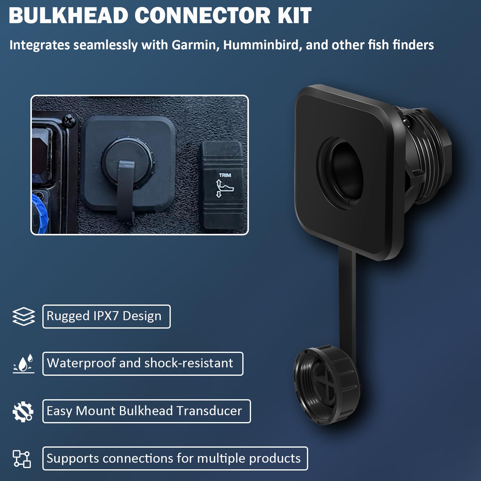 Phlosiyz Replace for LiveScope™ Bulkhead Connector Kit | Fish Finder Sonar System | Bulkhead Transducer with 7-Pin Connector | Real-Time Scanning Imaging | Waterproof & Wide Compatibility