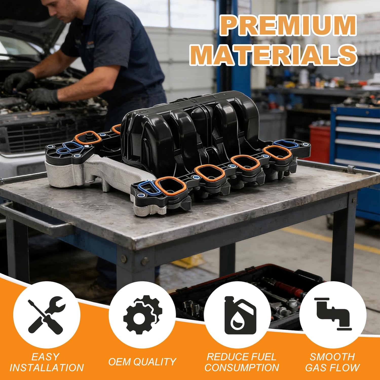 Engine Intake Manifold Compatible with Ford Mustang Crown Victoria Explorer 2001-08 Intake Manifold for Lincoln Town Car Mercury Grand Marquis Replaces#1W7Z9424AB 615-175 3W7Z9424AA 3W7Z9424AD