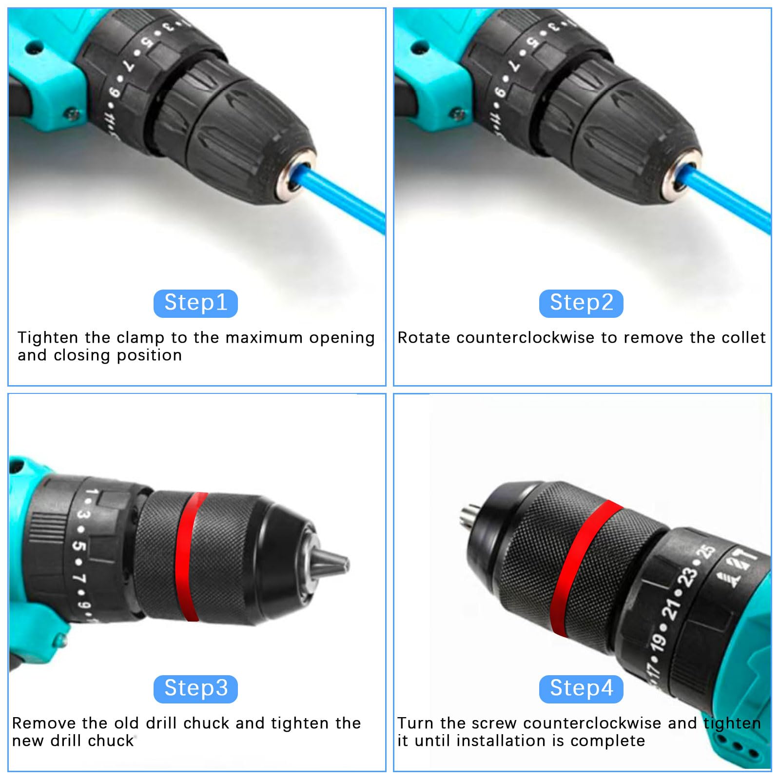 Eagles 2-13mm Keyless Drill Chuck Metal Heavy Duty 1/2''-20UNF