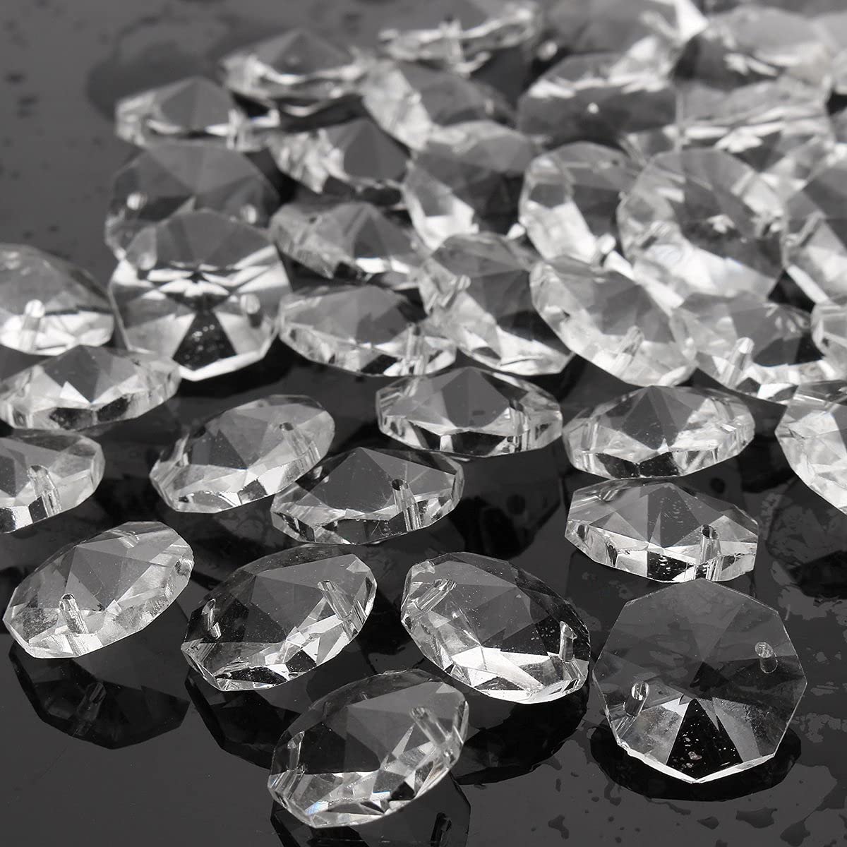 MASUNN 50Pcs Verre Clair Cristal Lustre Pendentif Lampe Prisme Parties Suspendues Gouttes 18mm