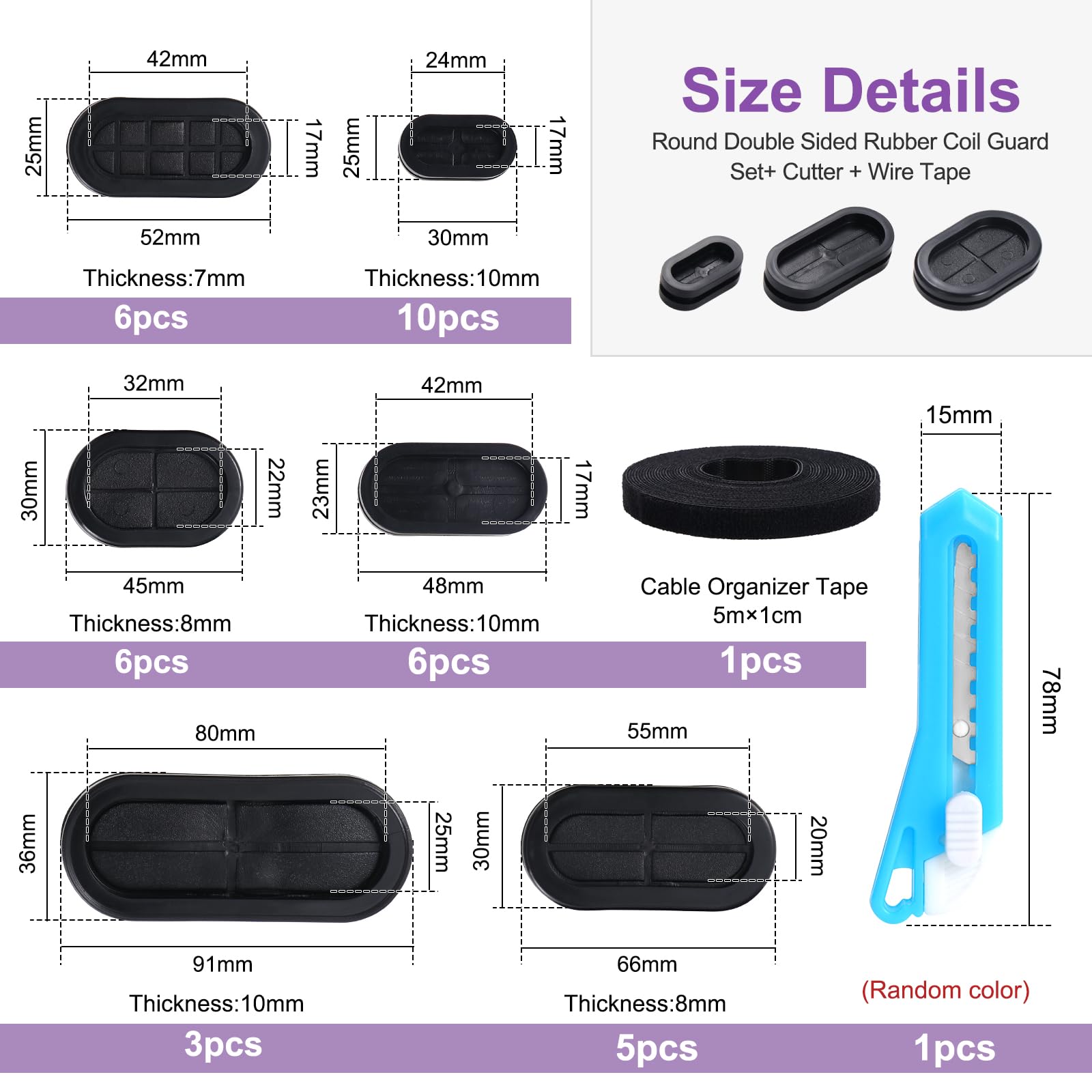 Set Da 105 Beccucci In Gomma - 11 Misure Diverse + Fascette E Coltello Inclusi | Per Passacavi E Protezione Fori - Foto 10