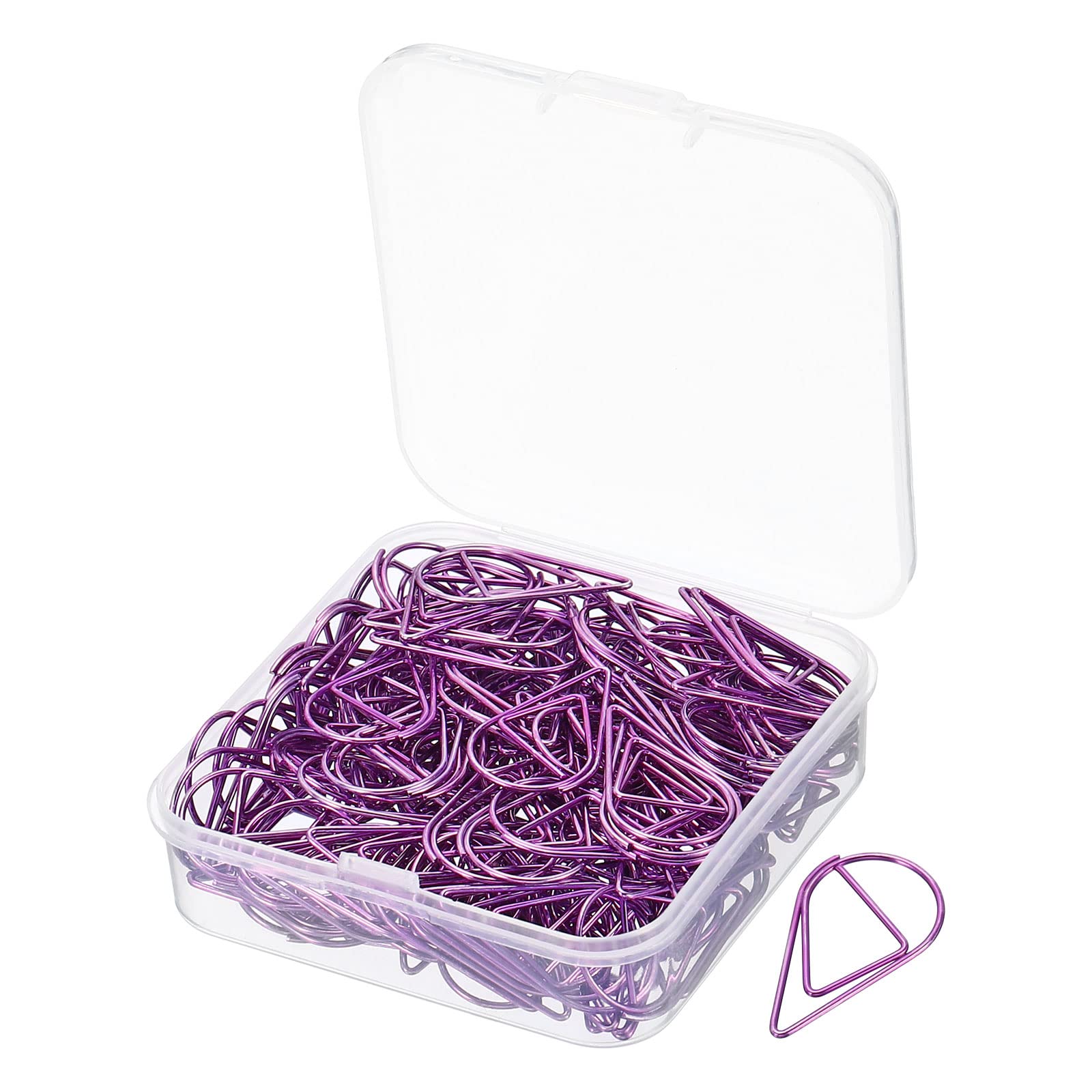 sourcing map 150 Pieces Metal Paper Clip Drop-Shaped with Box 1 Inch Light Pink for Crafts Organize Office Home