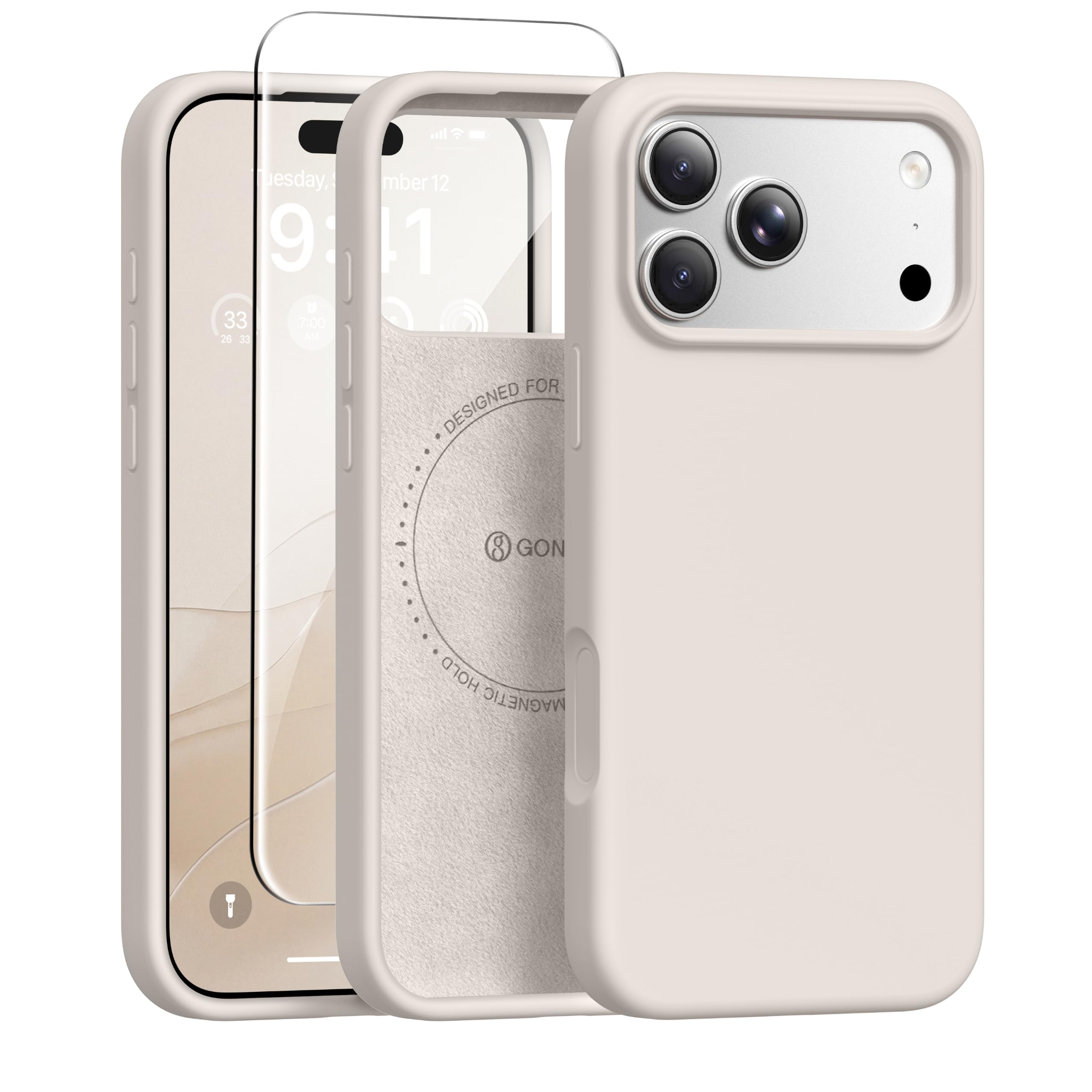 GONEZ Magnetic for iPhone 17 Pro Max Case, Silicone Cover Stone | Compatible with MagSafe, Camera Button & Screen Protector,