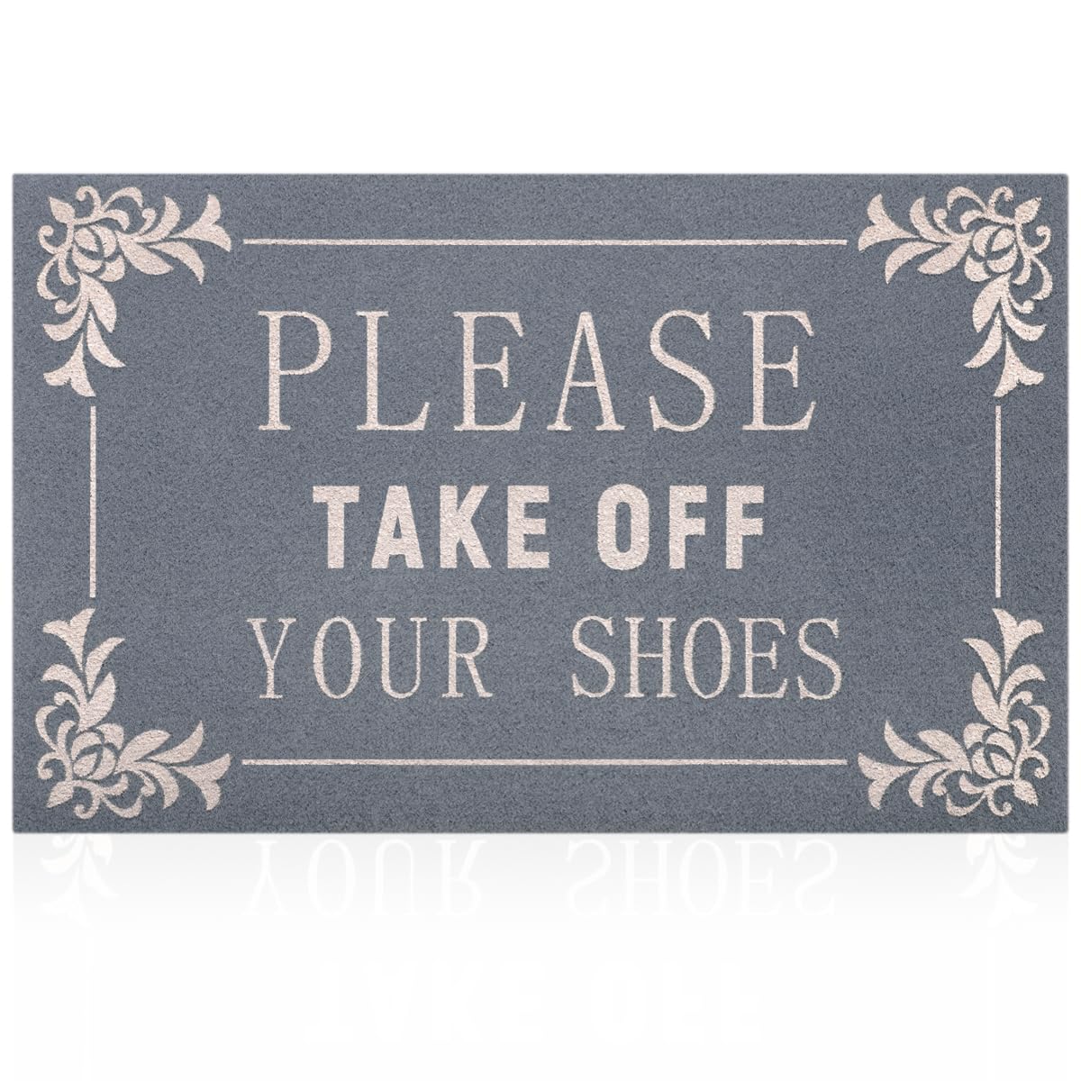 AOAOPQ Front Door Mat Indoor Outdoor Entrance All-Weather Doormat, Sturdy Natural Rubber, Fade Resistant, Low Profile, Easy Clean Patio Porch Entryway Mat Light Grey