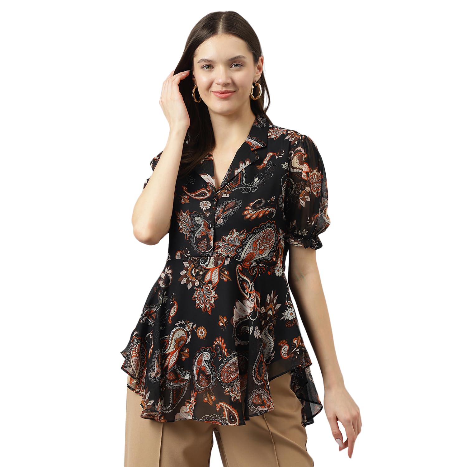 keri perry Women's Georgette Floral Flared Western Top | Winter Top | Western Top | Top for Women | Latest Women Top | Trendy Women Top | New Launched-picture-19