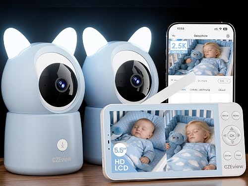 CZEview Babyphone Caméra 2.5K & Ultra Grand Moniteur HD 5…