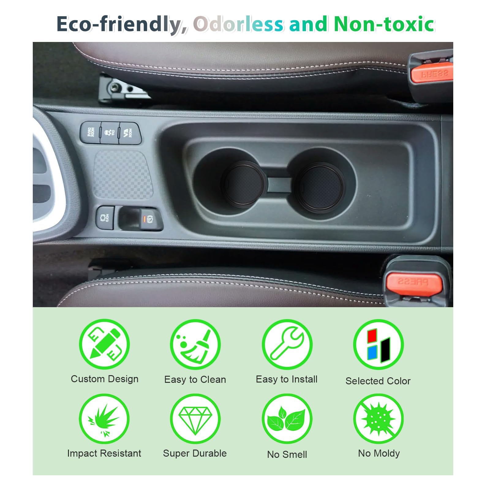 GAFAT Compatibile con Toyota Yaris Cross 2025 2026-2021 Tappetini Antiscivolo, Accessori Yaris Cross Hybrid XP210 Tappetino in Gomma per Console Centrale, Cuciture Porte (Nero 1)