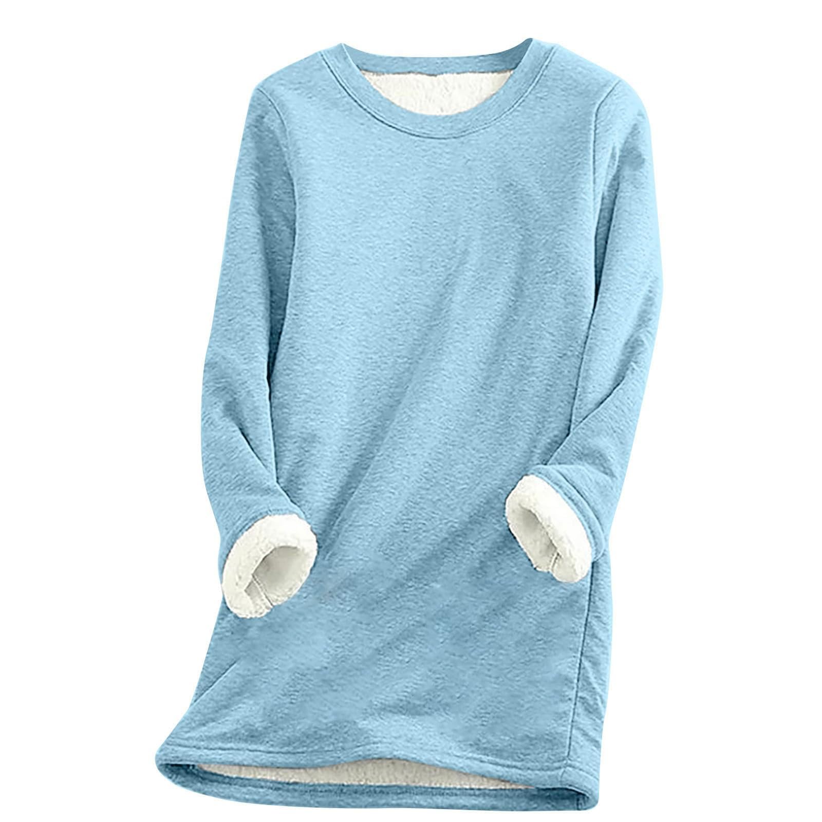 Felpa invernale da donna in caldo pile Sherpas foderato girocollo pullover loungewear tuniche top manica lunga sherpa foderato tuniche top, u, M