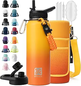 40 oz Insulated Water Bottle | Thickened Stainless Steel Vacuum Metal | Portable Sports Water Jug for Gym and Hiking with Straw, Carrier Bag, Handle Strap | BPA-Free 40 oz