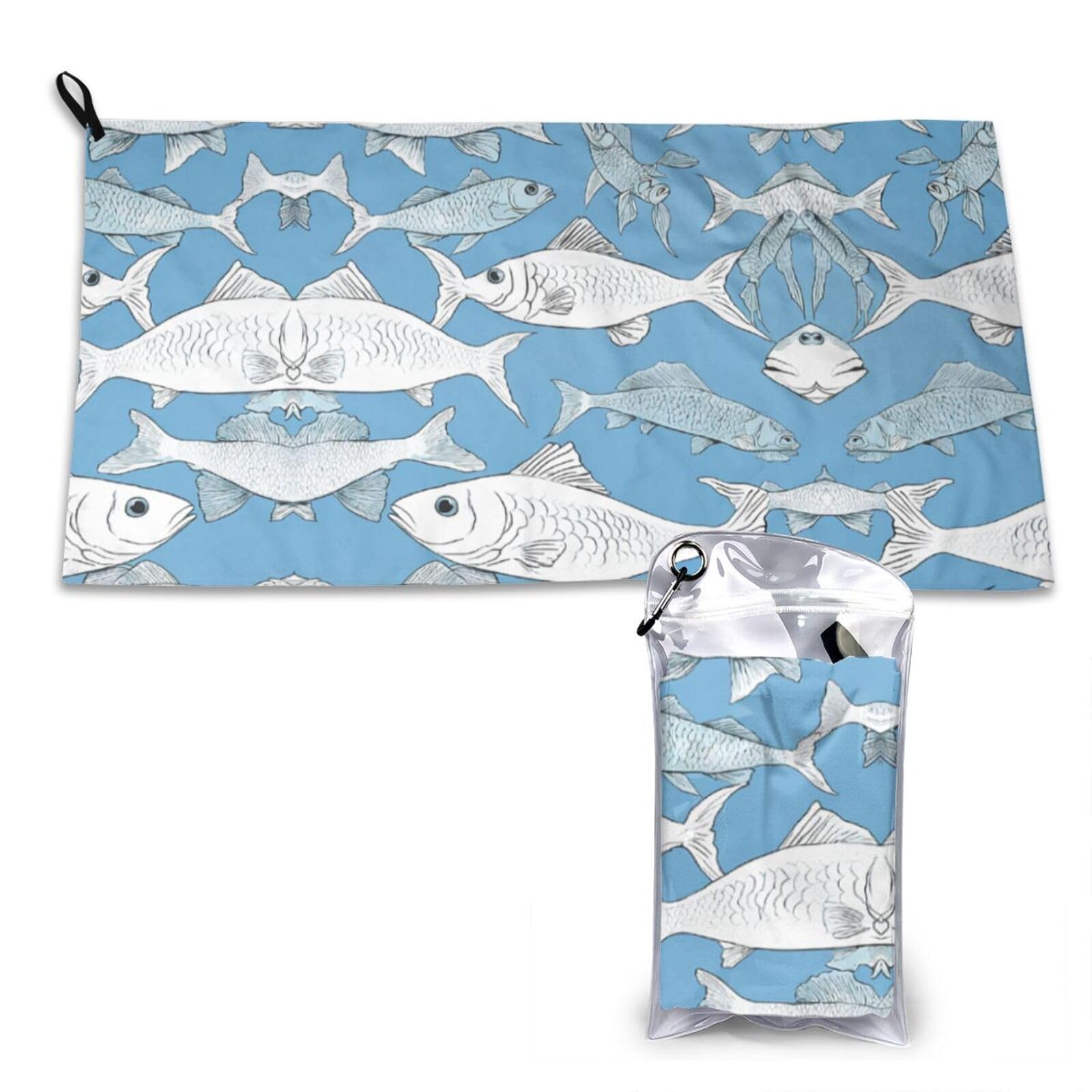 WXWJSHMGC Fishes Print Cooling Towel, Gym Towel,Cooling Towels For Neck, Soft Breathable Travel Cool Towel,Sports Towels For Gym,Camping