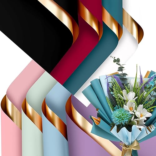 160 hojas de papel de regalo de flores de doble color, grueso, impermeable, papel de regalo para ramo de floristería, a granel para manualidades,
