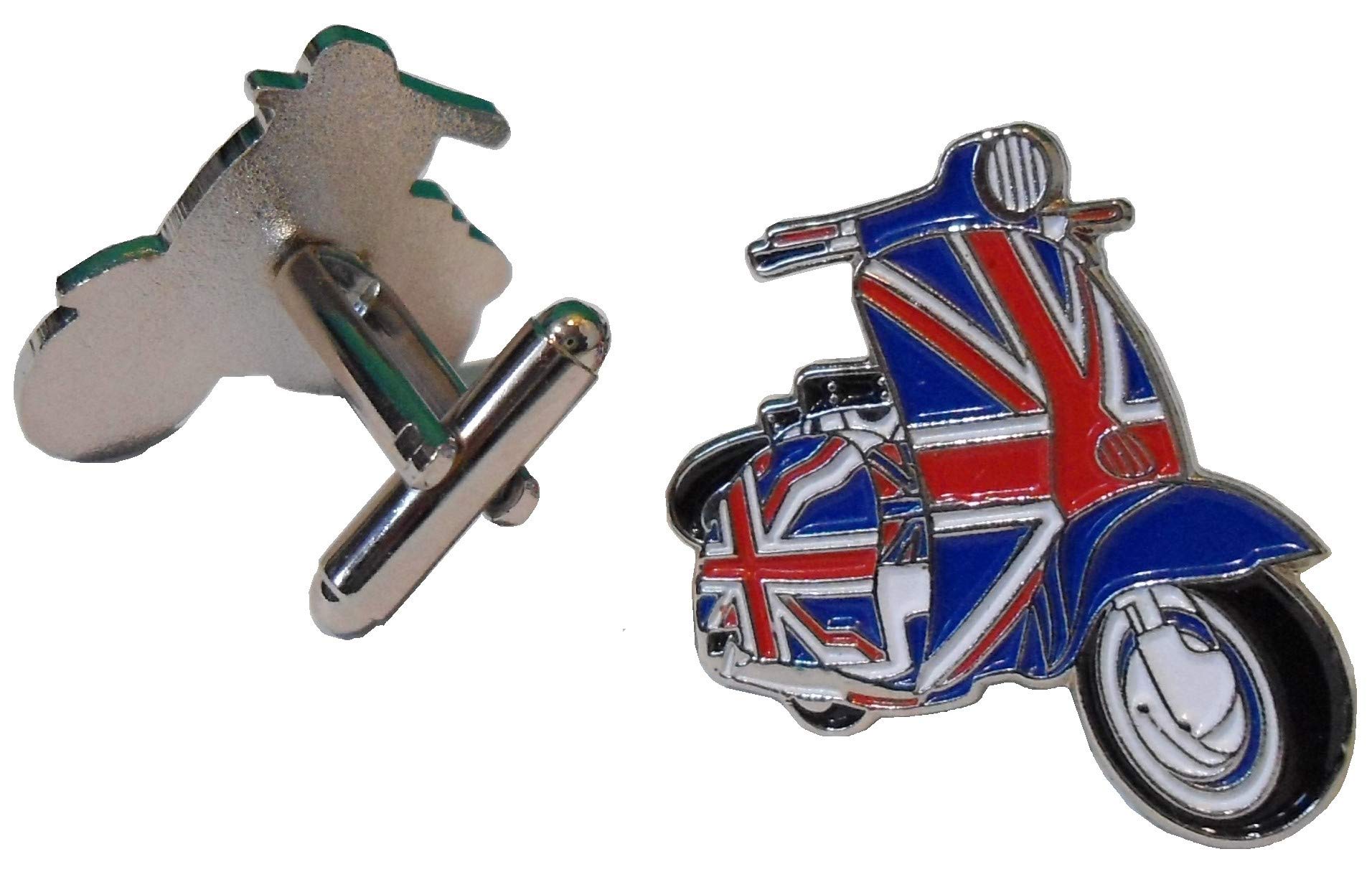 B4B GB MOD Union Flag Covered Scooter MODS Scooterist Metal Enamel Cufflinks