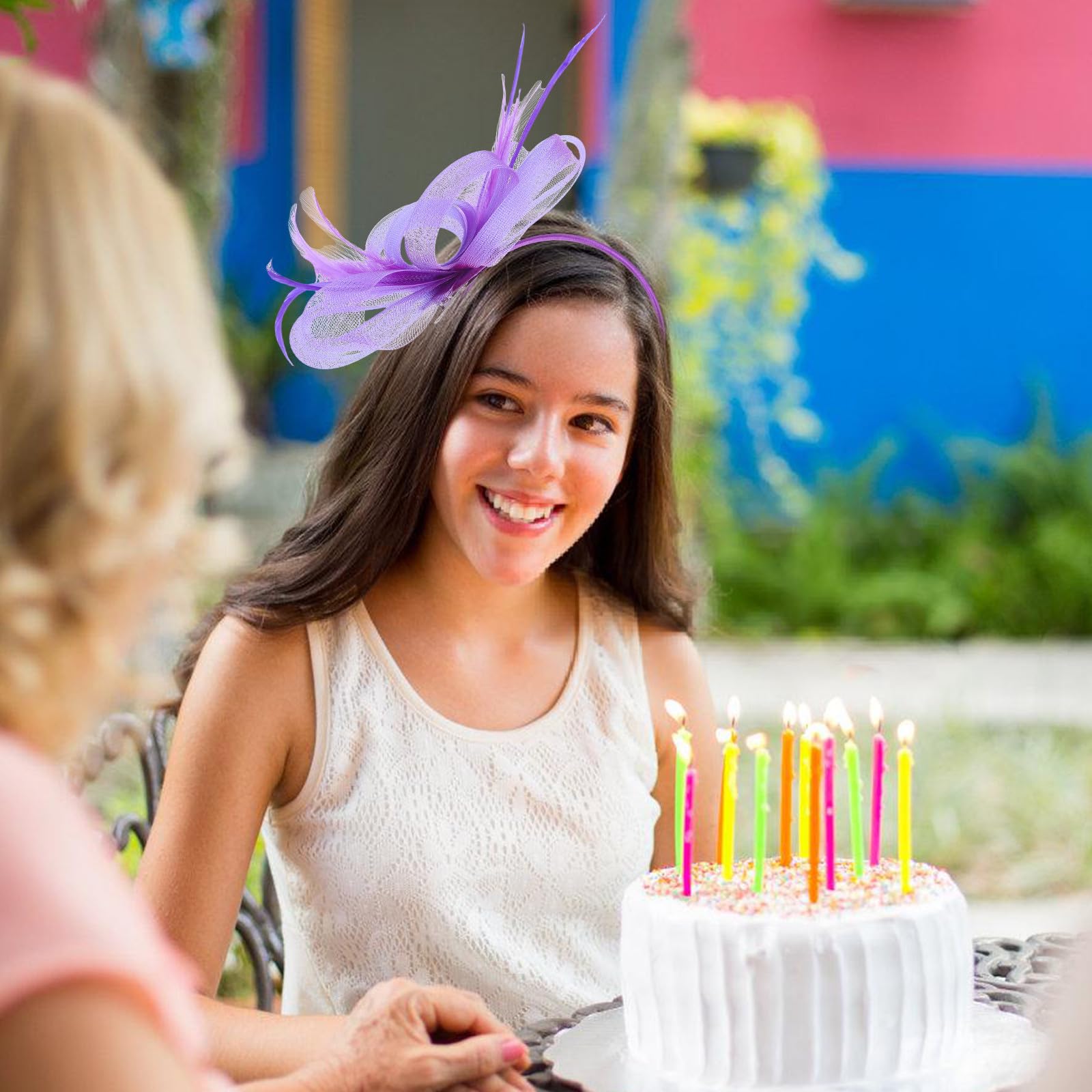 SEWACC 5 Juegos Diadema de Plumas Púrpura para Mujer Lazo Elegante y Clip Cómodo, Accesorio Multifuncional Adecuado para Bodas y Fiestas