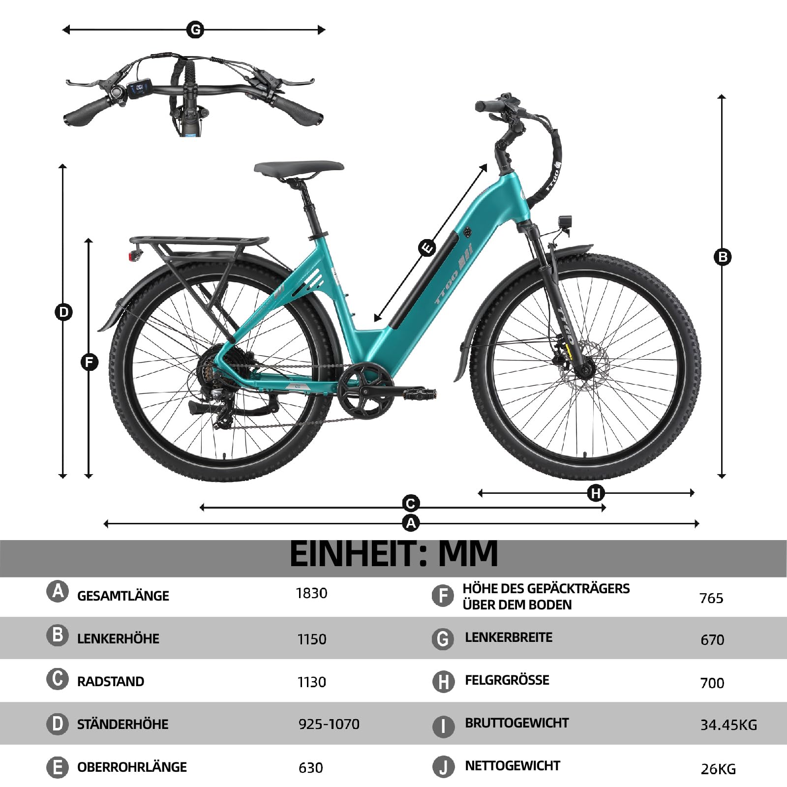 ttgo C5 E-Bike Damen 27,5 * 2.4 Zoll, Elektrofahrrad mit 70N.M Hinterradmotor, 250W Motor, 48V 13,5Ah Akku, bis 110 km, 7-Gang, Hydraulische Scheibenbremsen, E-Fahrrad Herren für Urban