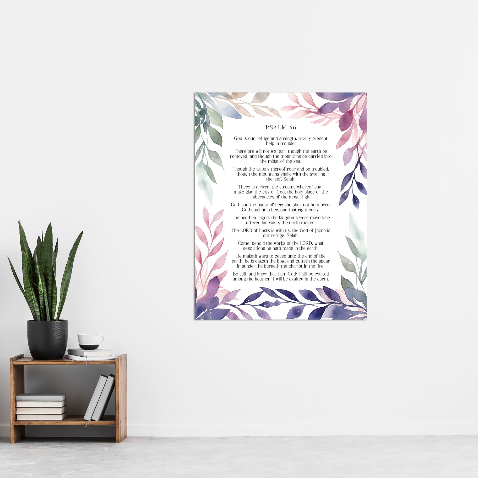 Artery8 Psalm 46 Our Refuge and Strength Old Testament Jesus Christ Christian Bible Faith God Quote Revelations Flowers Artwork Extra Large XL Wall Art Poster Print - Image 4