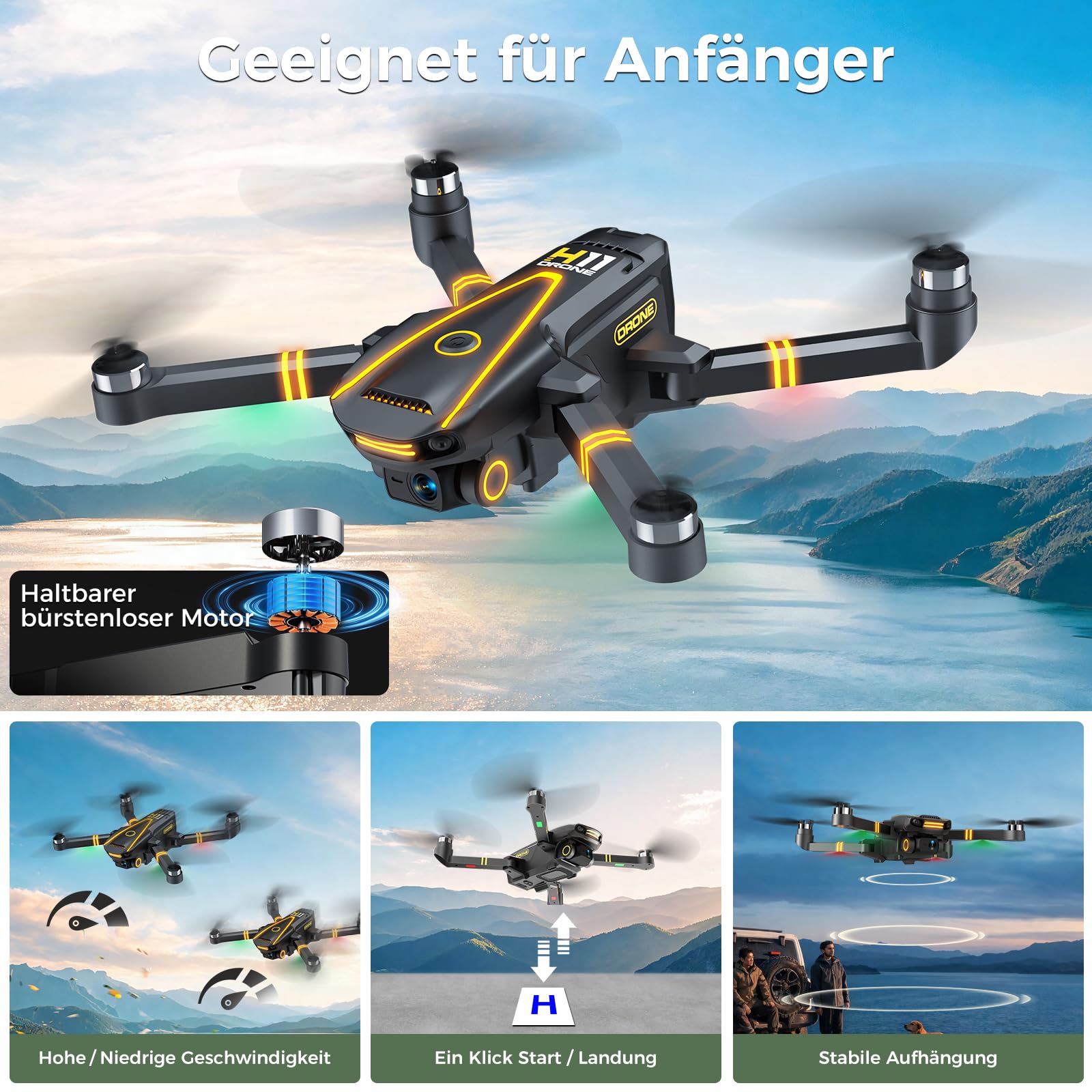 GPS FPV Drohne mit Kamera 4K,Mini Drone für Kinder Anfänger,Foldable Quadrocopter Erwachsene,4.5''HD Bildschirm,2 Akkus,Brushless Motor,follow me,5G Übertragung,Automatischer Rückkehr,Under 249g,C0