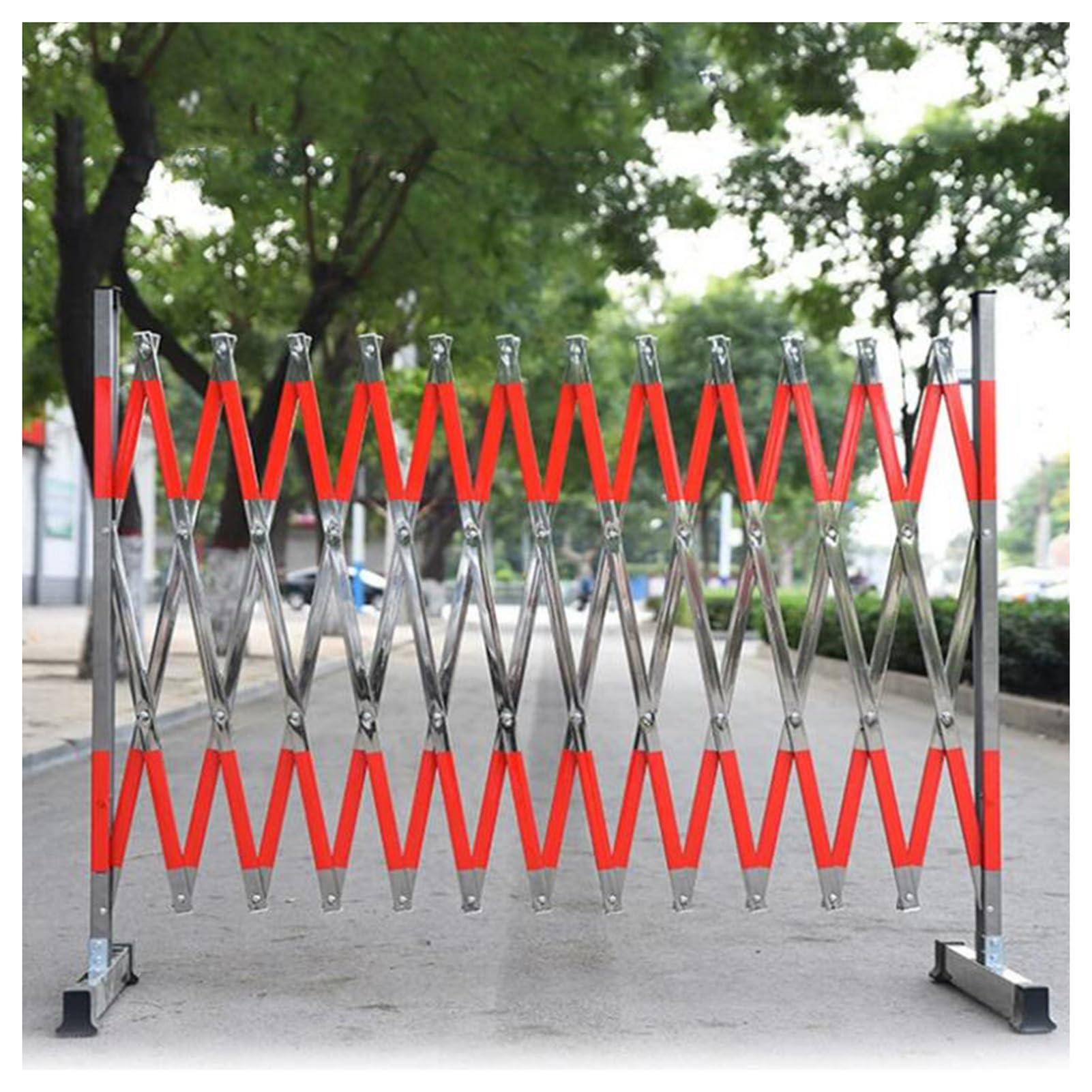 WQPMNYG Security Barrier,Telescopic Traffic Fence - Stainless Steel Safety Guardrail, Foldable & Portable Isolation Barrier for Construction Sites, Schools, Hospitals (11.4ft/350cm)