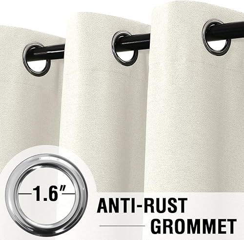 Miniatura 3 de H.VERSAILTEX - Cortinas 100% opacas con aislamiento térmico, texturizadas, de lino, con bloqueo de calor y luz completa, psala de estar y