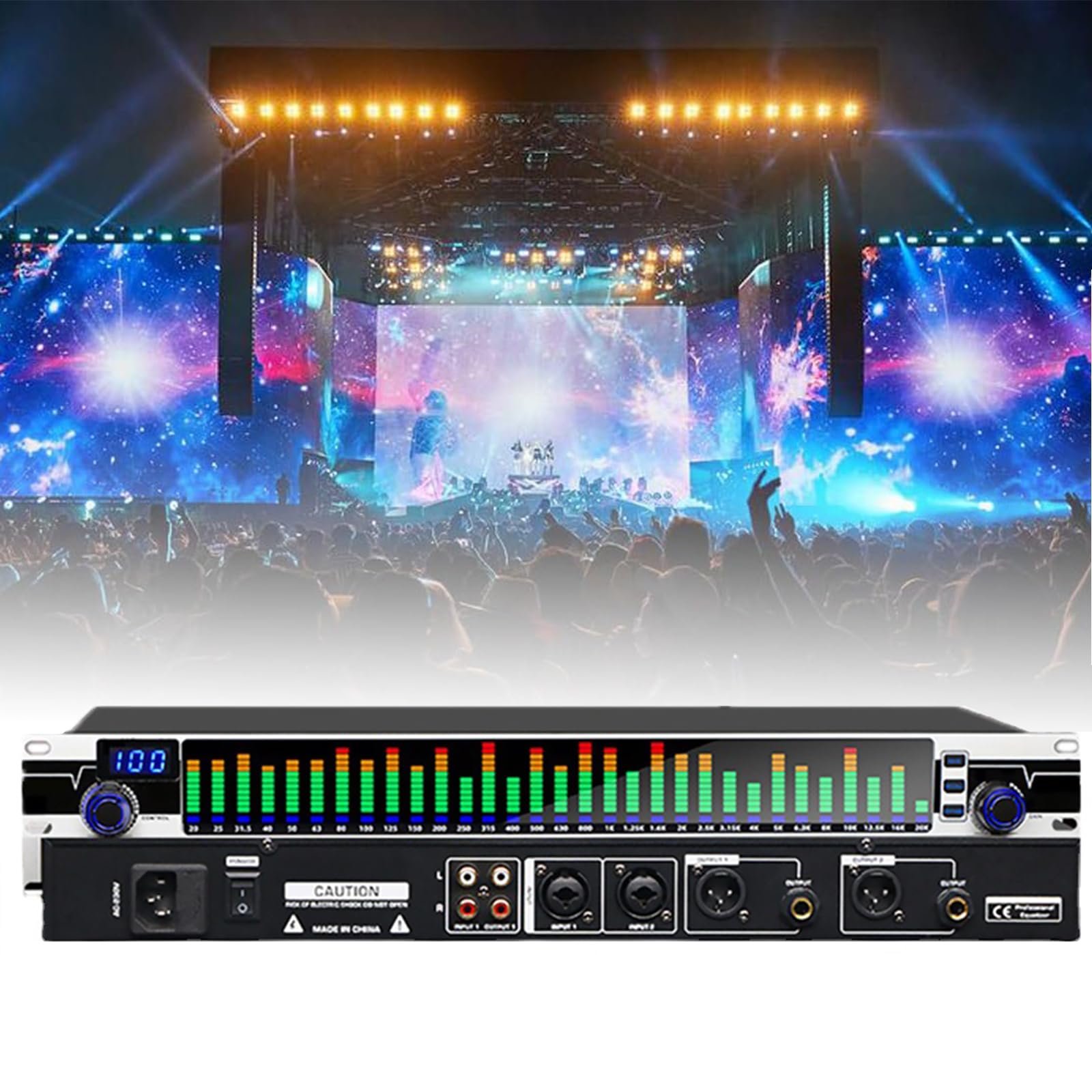 Ecualizador Gráfico de 31 Bandas – EQ de Audio Digital con Pantalla de Espectro LED, 10 Efectos Preestablecidos, Chip de Procesamiento DSP, para Estudio de Grabación