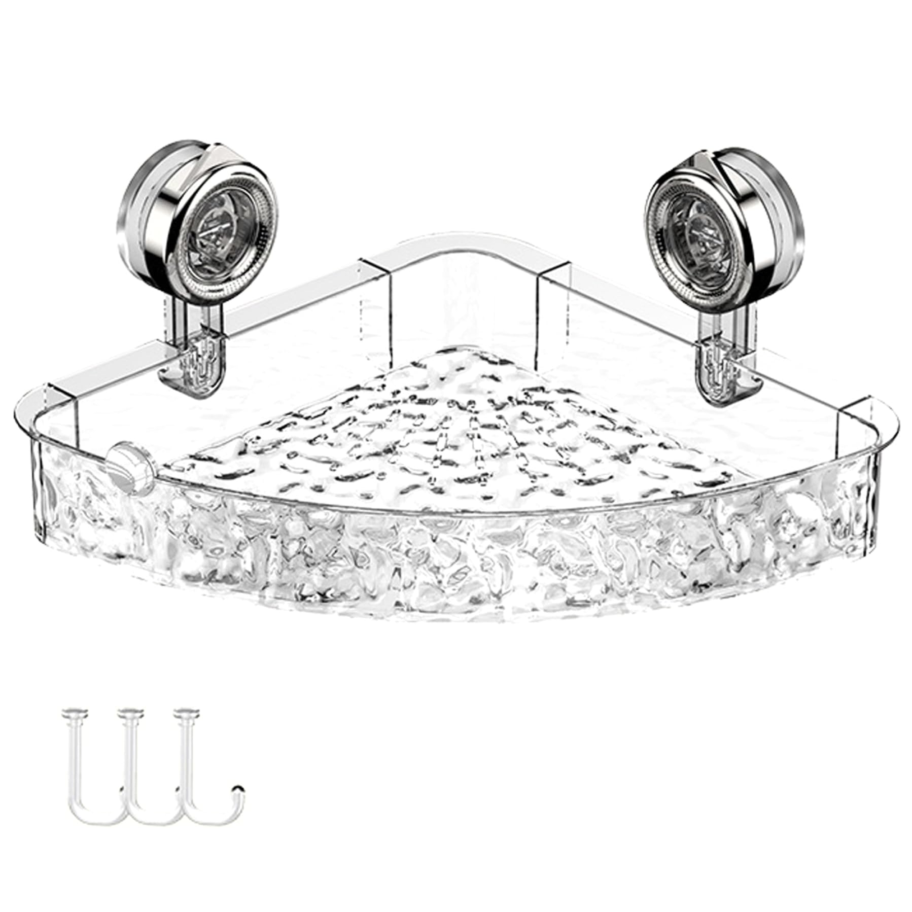 Uanqfegy Corner Suction Cup Shower Caddy Clear – No Drill Bathroom Storage Shelf with Drain Holes Strong Suction Rack for Shower Kitchen Sink