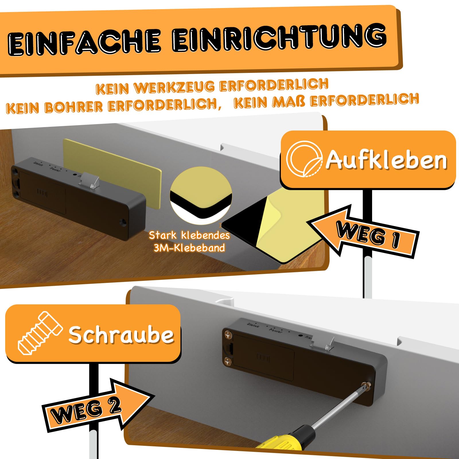 Anweller Smart Schubladenschloss, Elektronisches Schrankschloss Möbelschloss mit APP NFC Schloss Briefkastenschloss, Kindersicherung Schrank für Schrank Schublade Kasten Schließfächer Schwarz