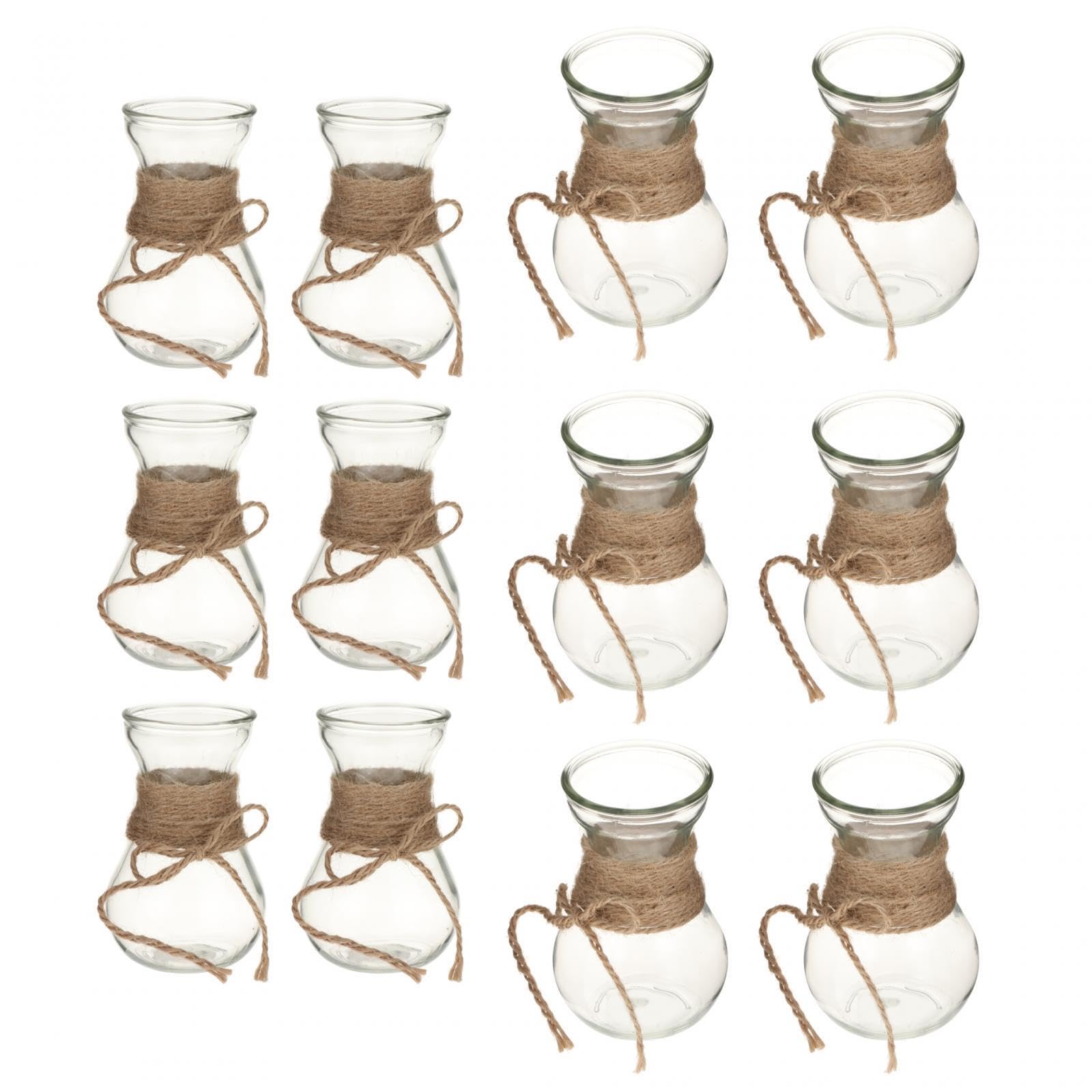 Vaso Decorativo in Stile Country Moderno, Eleganti Fioriere, Accessori per La Casa per Matrimoni, Soggiorno, Tavolo da Regalo, Decorazione del Tavolo, 12x con Corda