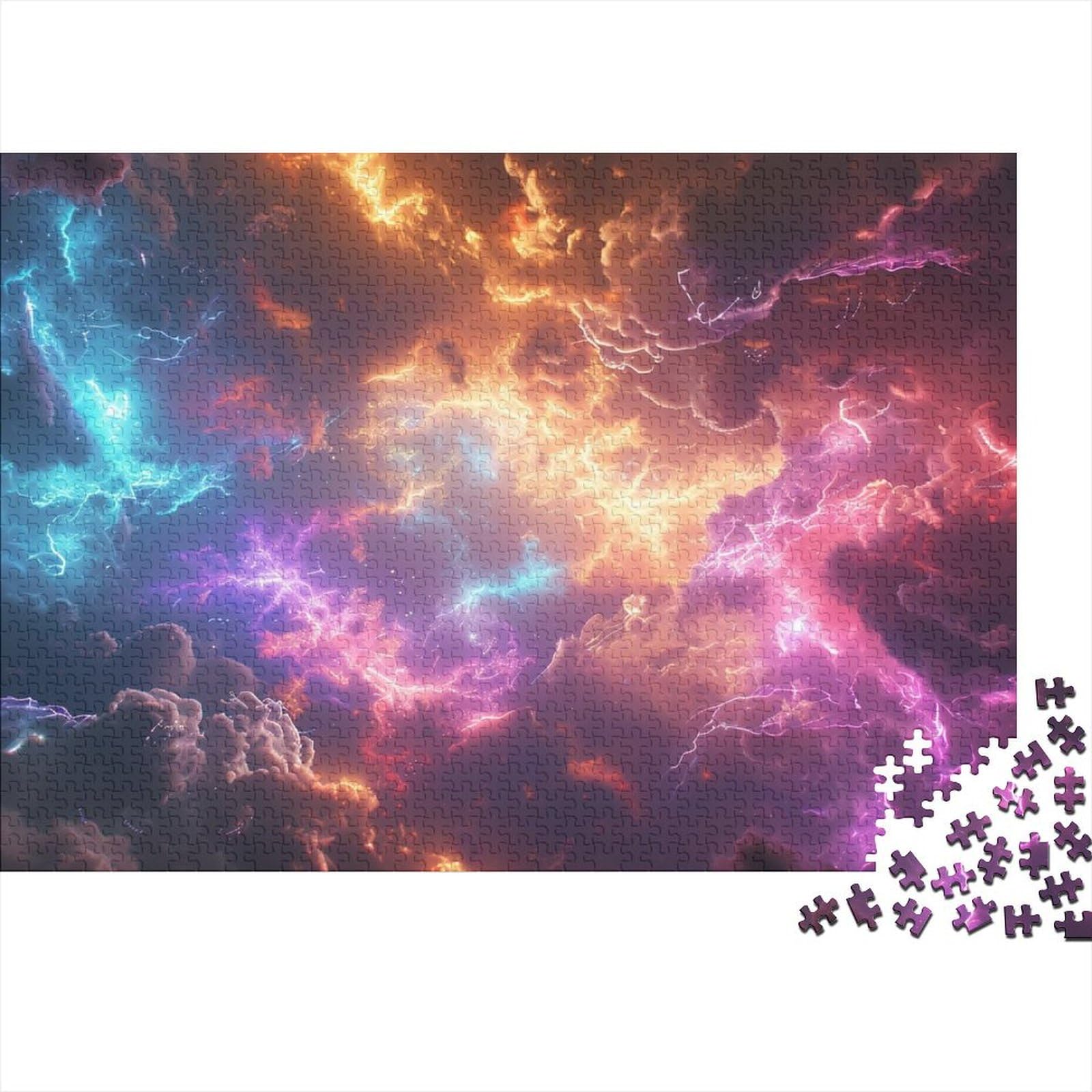 Thunder And Lightning 1000 Pieces Puzzles Premium 100% Recycled Board 1000 Piece Puzzle Weather Educational Games Jigsaw Sustainable Puzzle Adults Gifts 1000pcs (75x50cm)