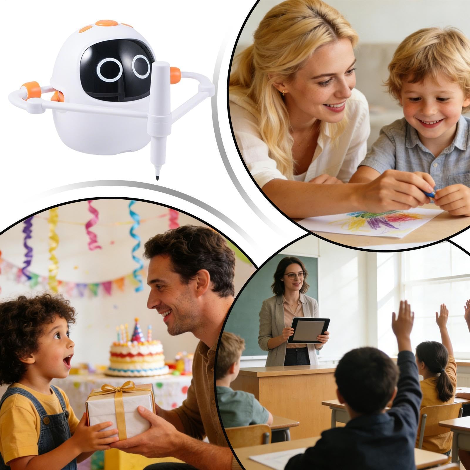 Genérico Robot de Dibujo para Niños Juguete Educativo | Juguetes Robot con 100 Tarjetas y 5 Marcadores Para Niños de 3 a 12 Años Adolescentes Niños Niñas Cumpleaños Casa Escuela
