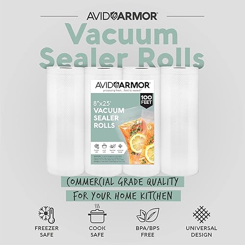 Miniatura 2 de Bolsas selladoras al vacío de 8 x 25 pies paquete de 4 rollos para ahorro de alimentos sellado de un vacío bolsa resistente al vacío sin BPA se