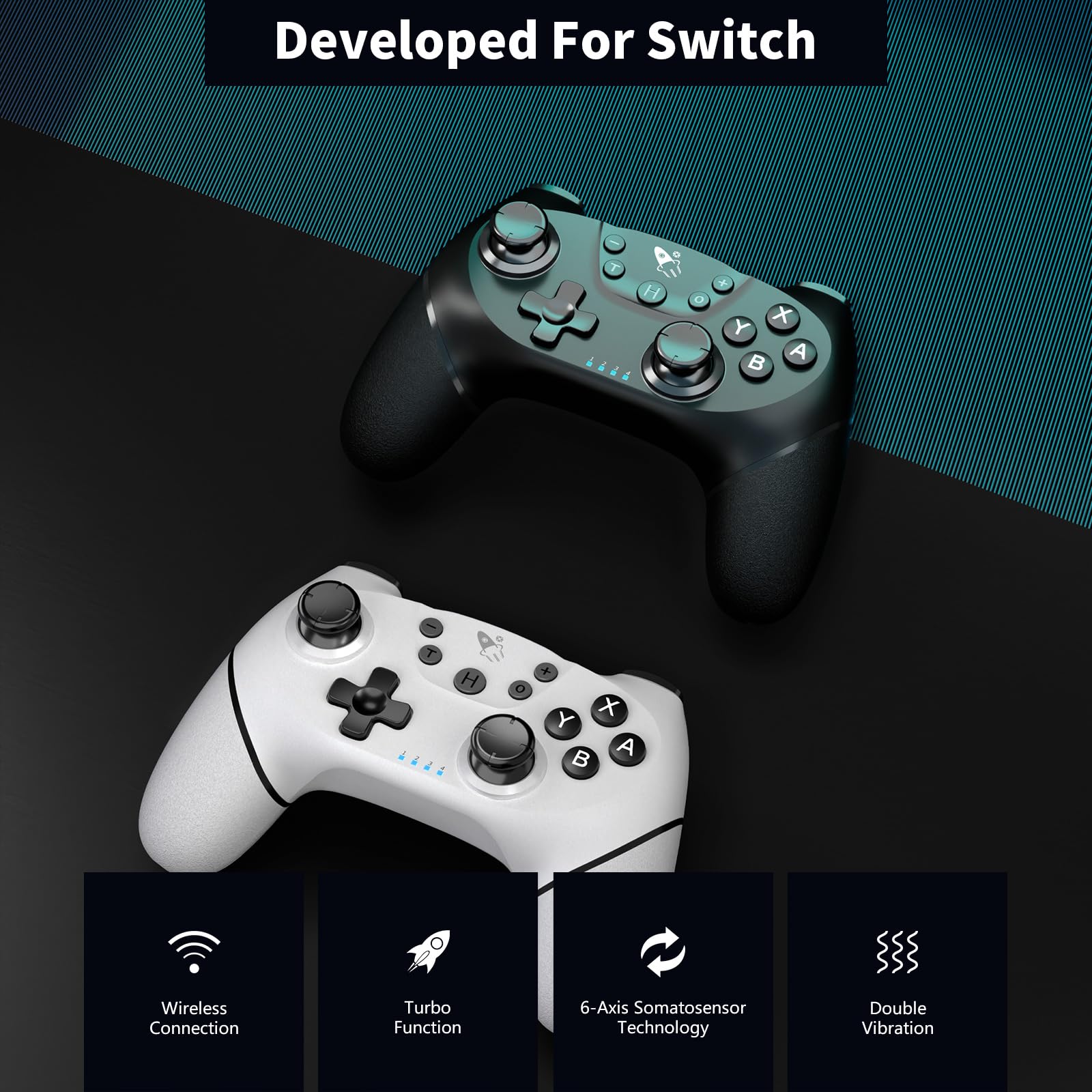 AceGamer Wireless Pro Controller for Nintendo Switch/Lite/OLED/Switch 2/PC, 2 pack, Hall Effect Joystick for Switch 2 Pro Controller with Wake-Up/Dual Vibration/Turbo/Ergonomic ! (Black&White) - Nintendo Switch 2 - Very Good - Used Controller - Image 6