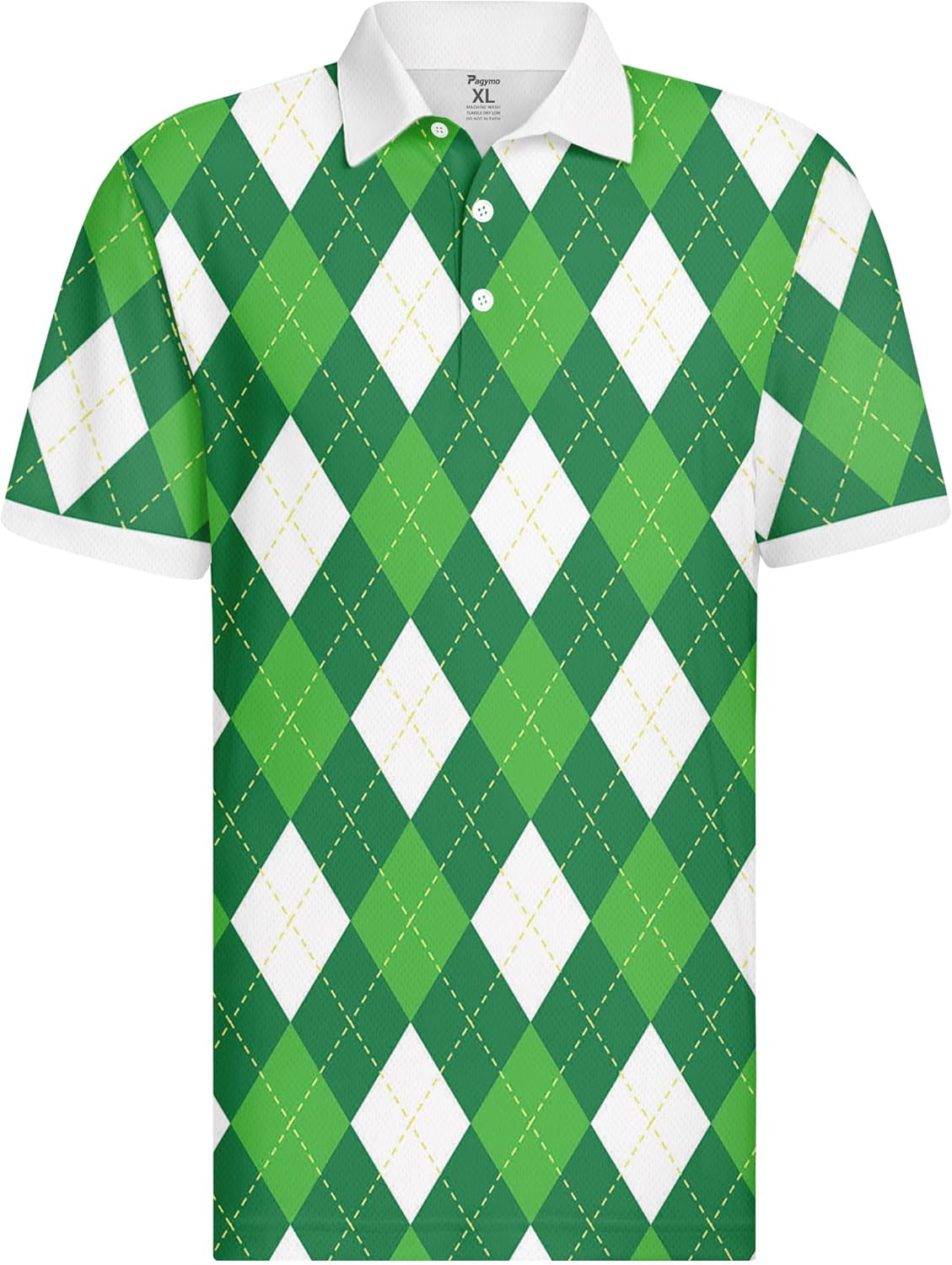 PAGYMO Funny Golf Shirts for Men Crazy Print Pattern Colorful Wild Novelty Moisture Wicking Performance Mens Polo Shirt