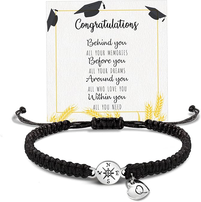 Graduation Gifts for Her 2025, 2025 Graduation Gifts High School College Graduation Gifts for Teen Girls 5th 8th Grade Masters Degree Grads Initial Bracelets for Women Letter A-Z Charm Bracelet Daughter Niece Granddaughter Girlfriend Jewelry