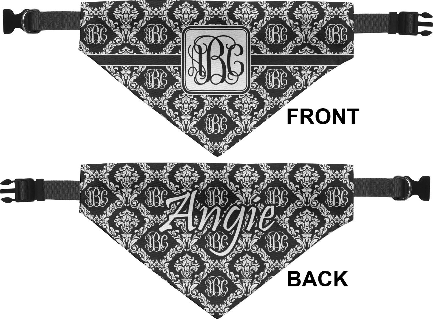 RNK Shops Personalized Monogrammed Damask Dog Bandana - Medium